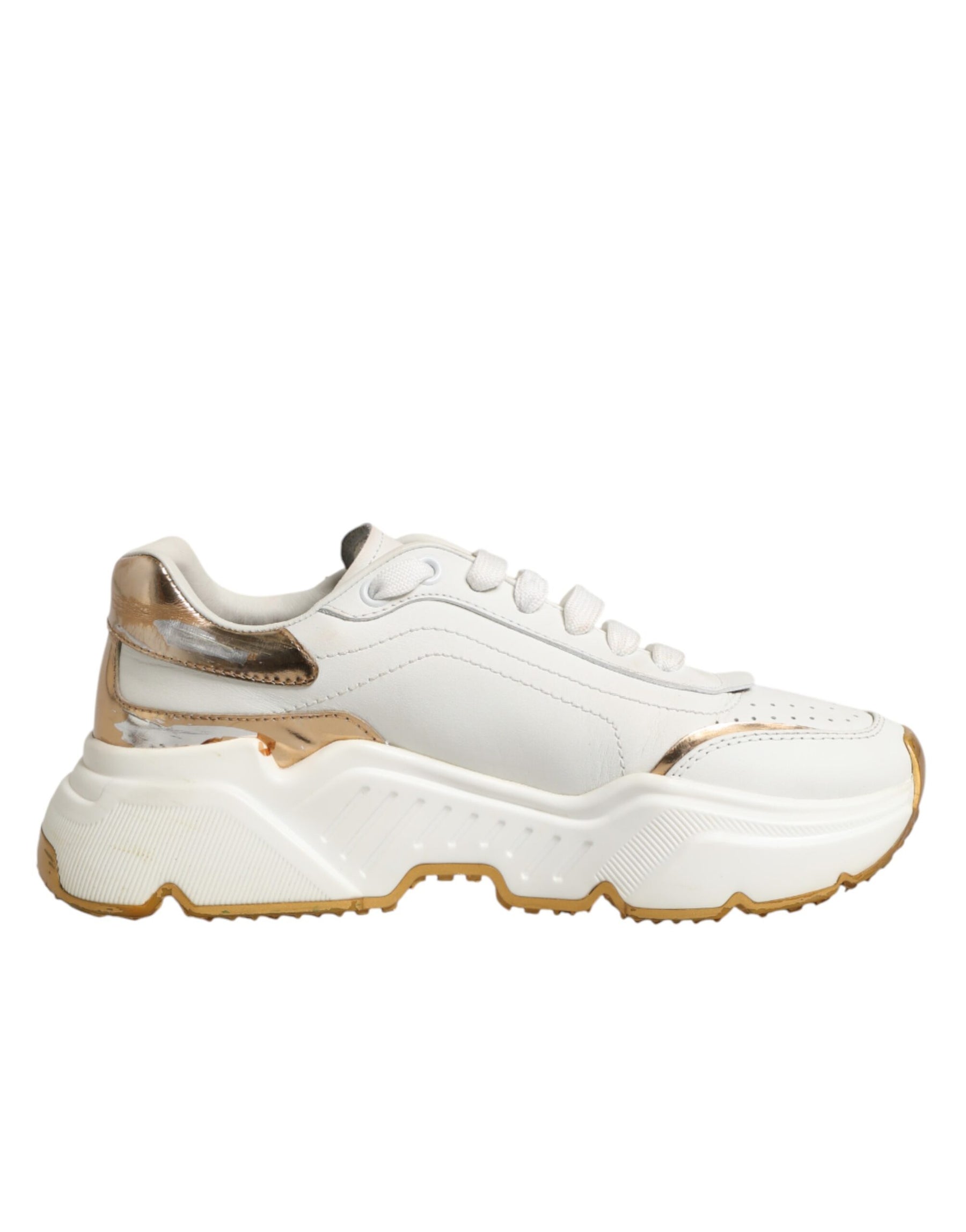 Dolce & Gabbana White Gold Daymaster Low Top Sneakers Shoes | Regal Royce