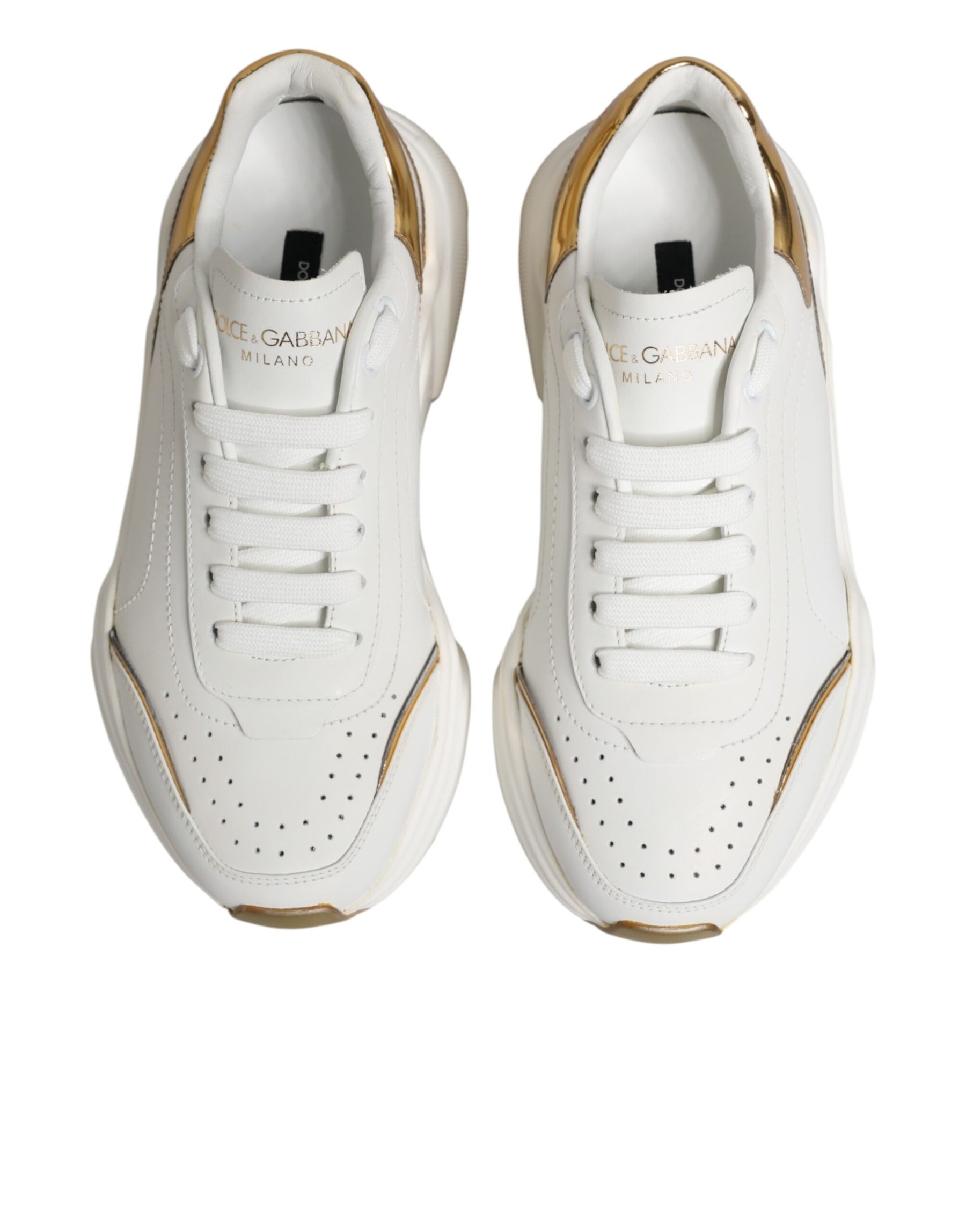 Dolce & Gabbana White Gold Daymaster Low Top Sneakers Shoes | Regal Royce