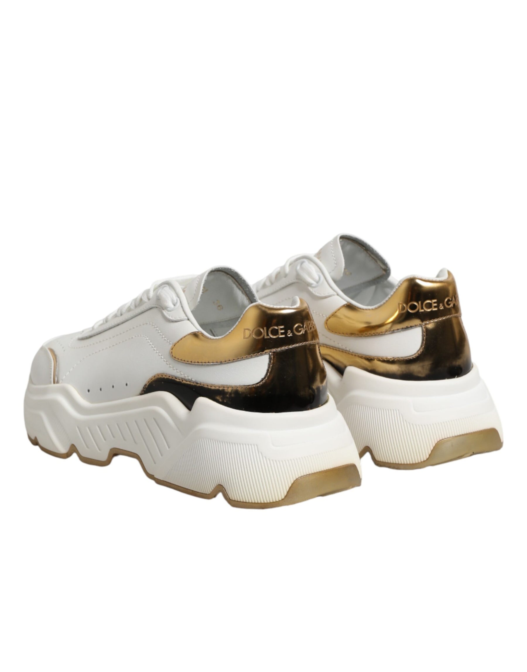 Dolce & Gabbana White Gold Daymaster Low Top Sneakers Shoes | Regal Royce