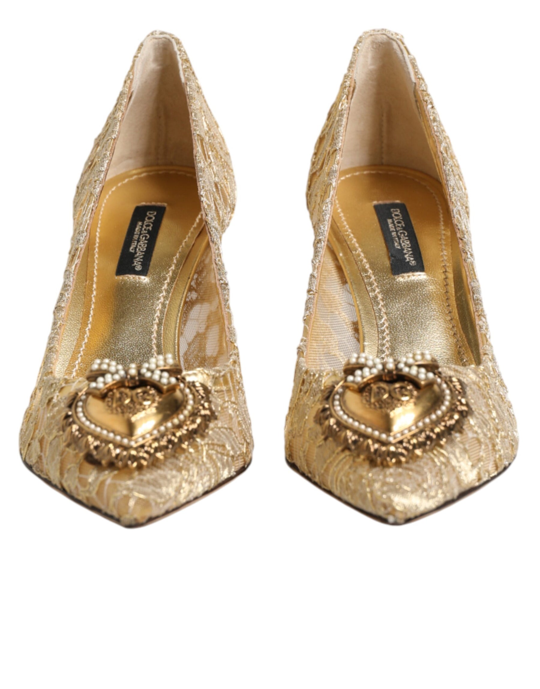Dolce & Gabbana Gold Taormina Lace DEVOTION Pumps  Shoes | Regal Royce