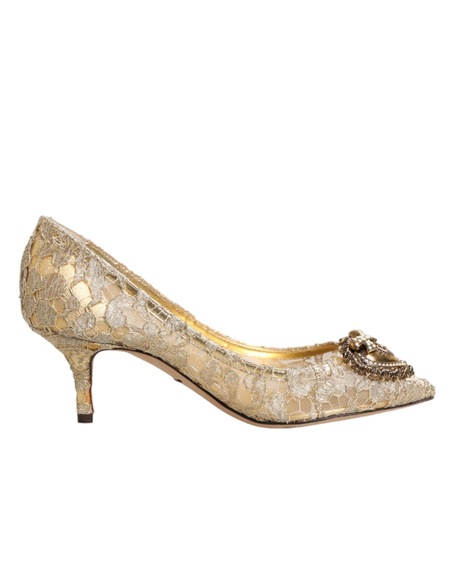 Dolce & Gabbana Gold Taormina Lace DEVOTION Pumps  Shoes | Regal Royce