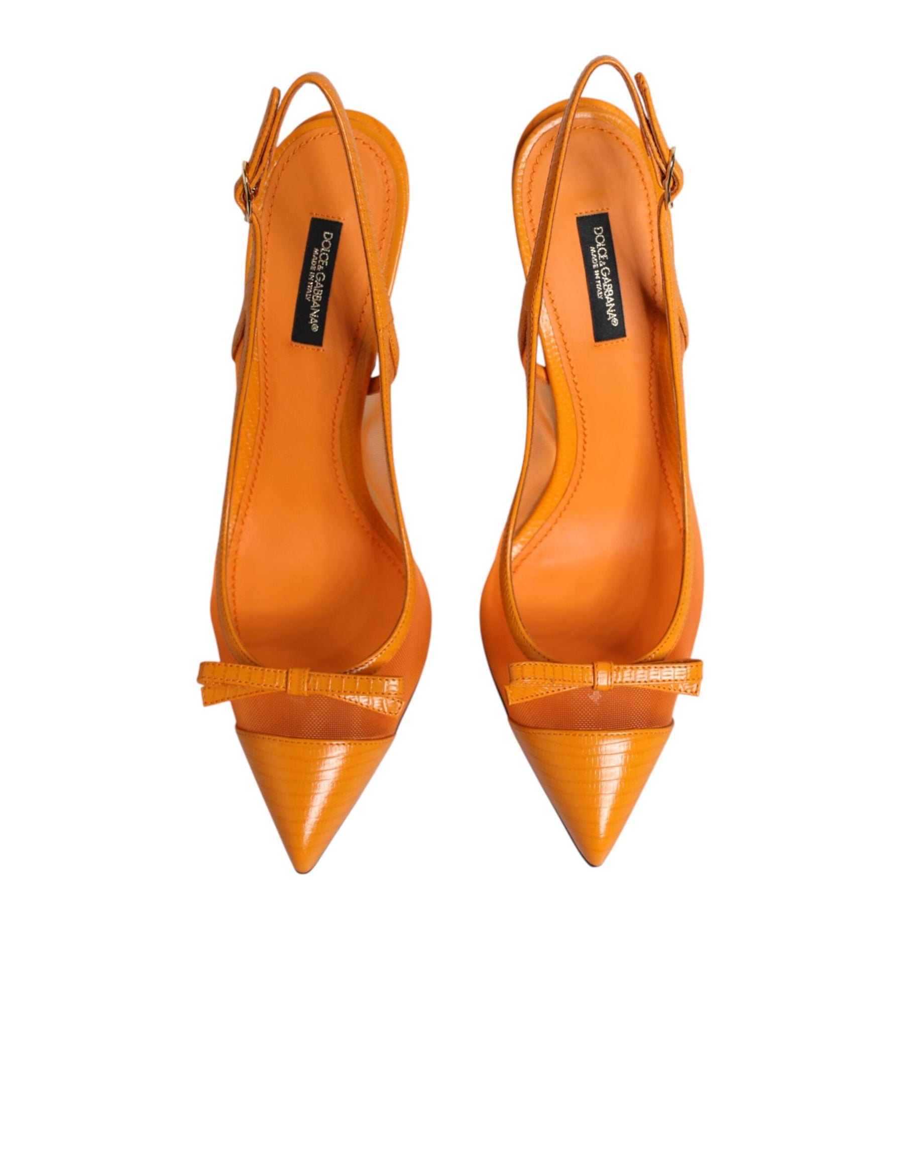 Dolce & Gabbana Orange Leather Mesh Heels Slingback  Shoes | Regal Royce