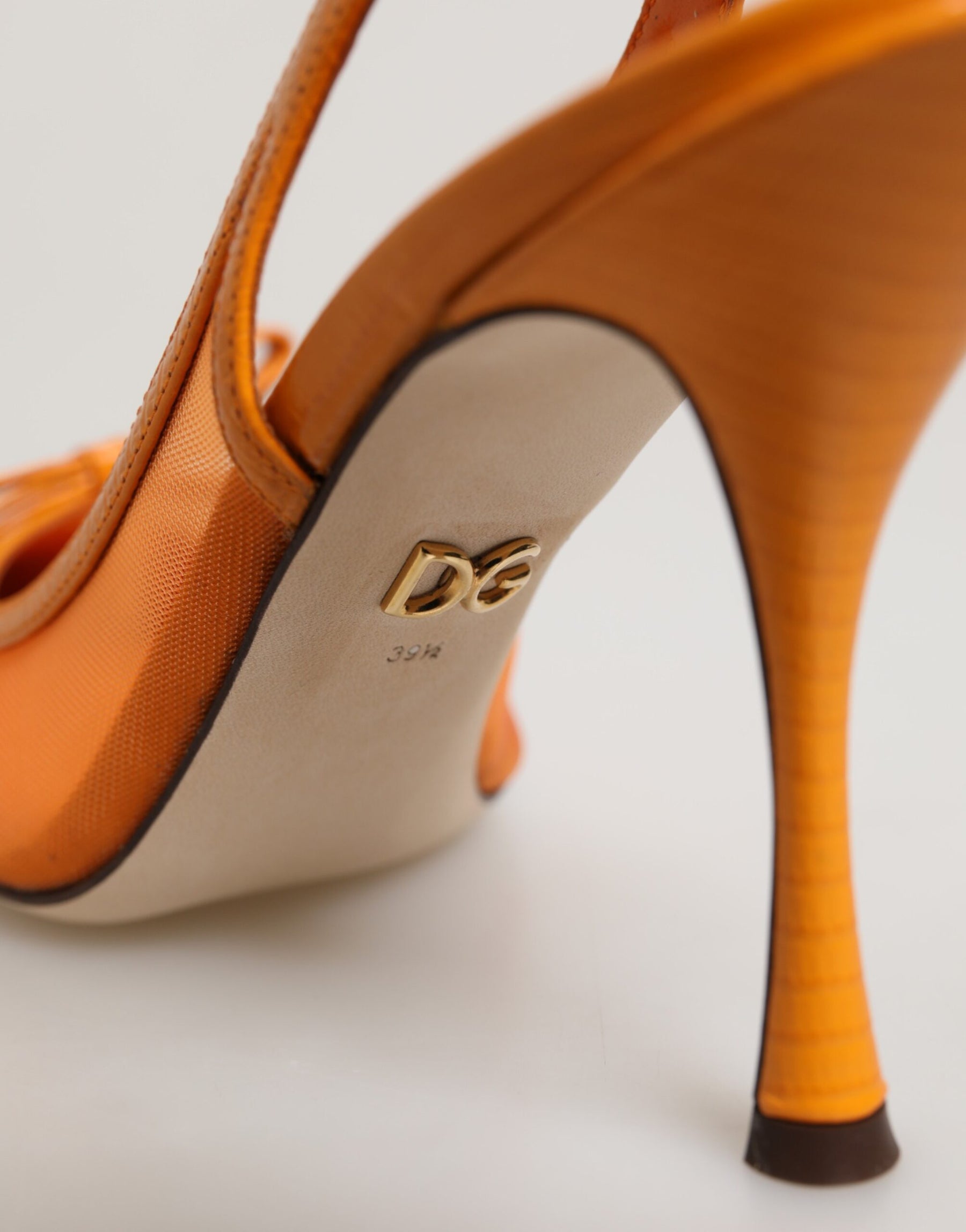 Dolce & Gabbana Orange Leather Mesh Heels Slingback  Shoes | Regal Royce