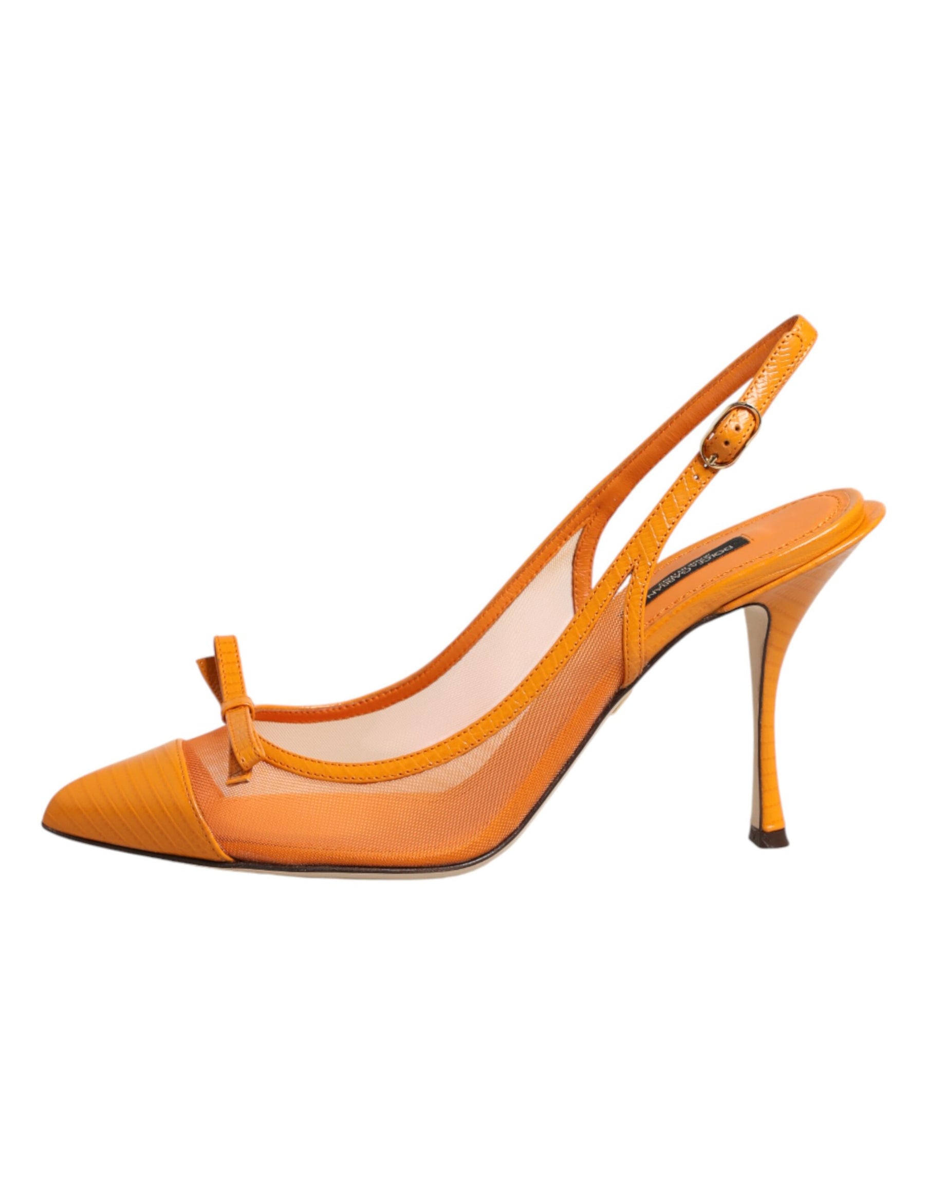 Dolce & Gabbana Orange Leather Mesh Heels Slingback  Shoes | Regal Royce