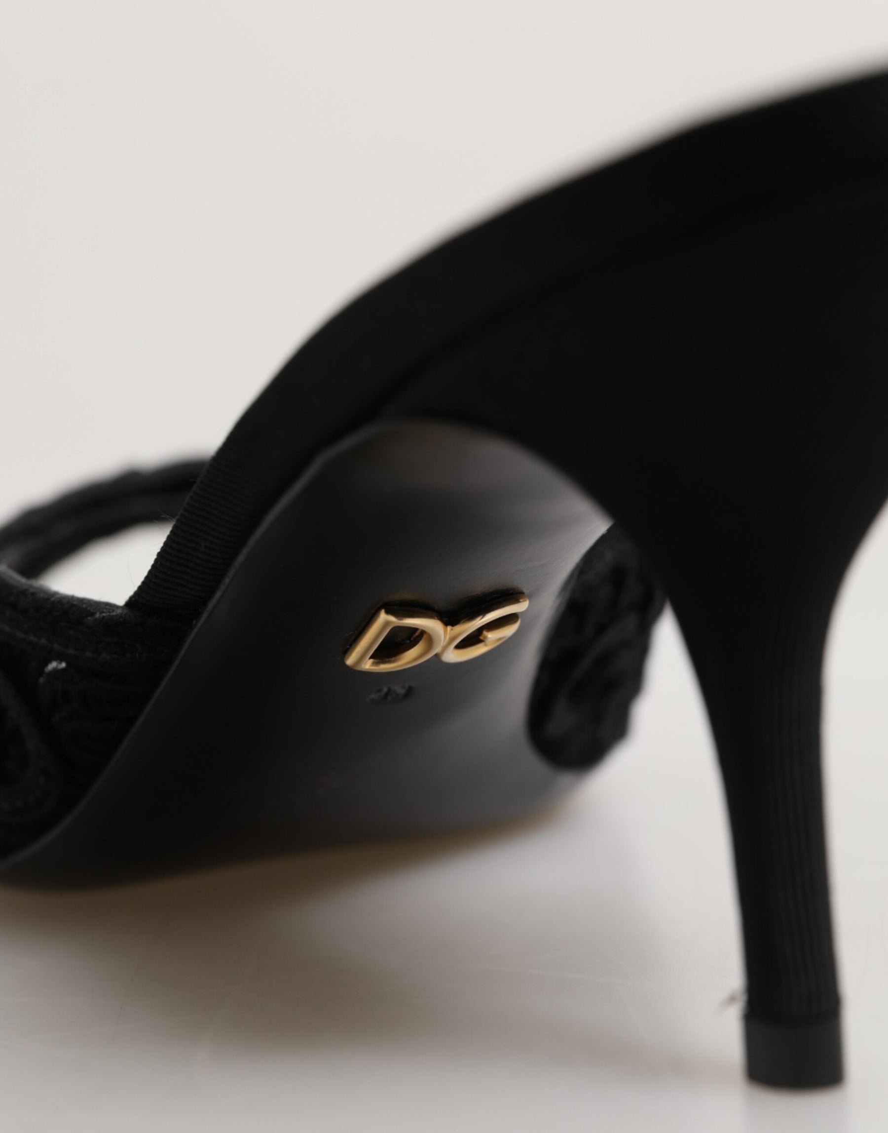 Dolce & Gabbana Black Embroidered Slip On Heels Slides Shoes | Regal Royce