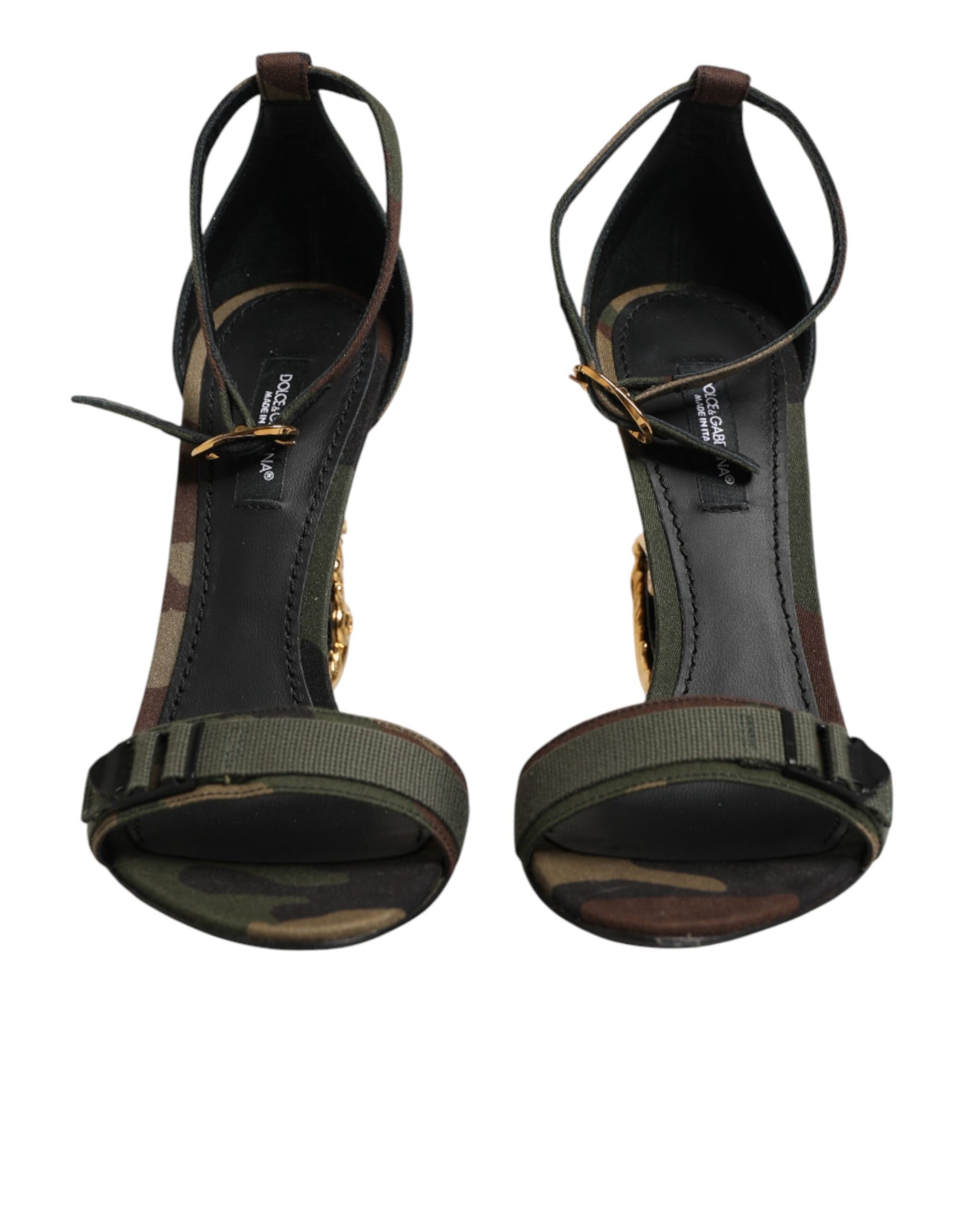 Dolce & Gabbana Multicolor DG Logo Heels Camouflage Sandals Shoes | Regal Royce