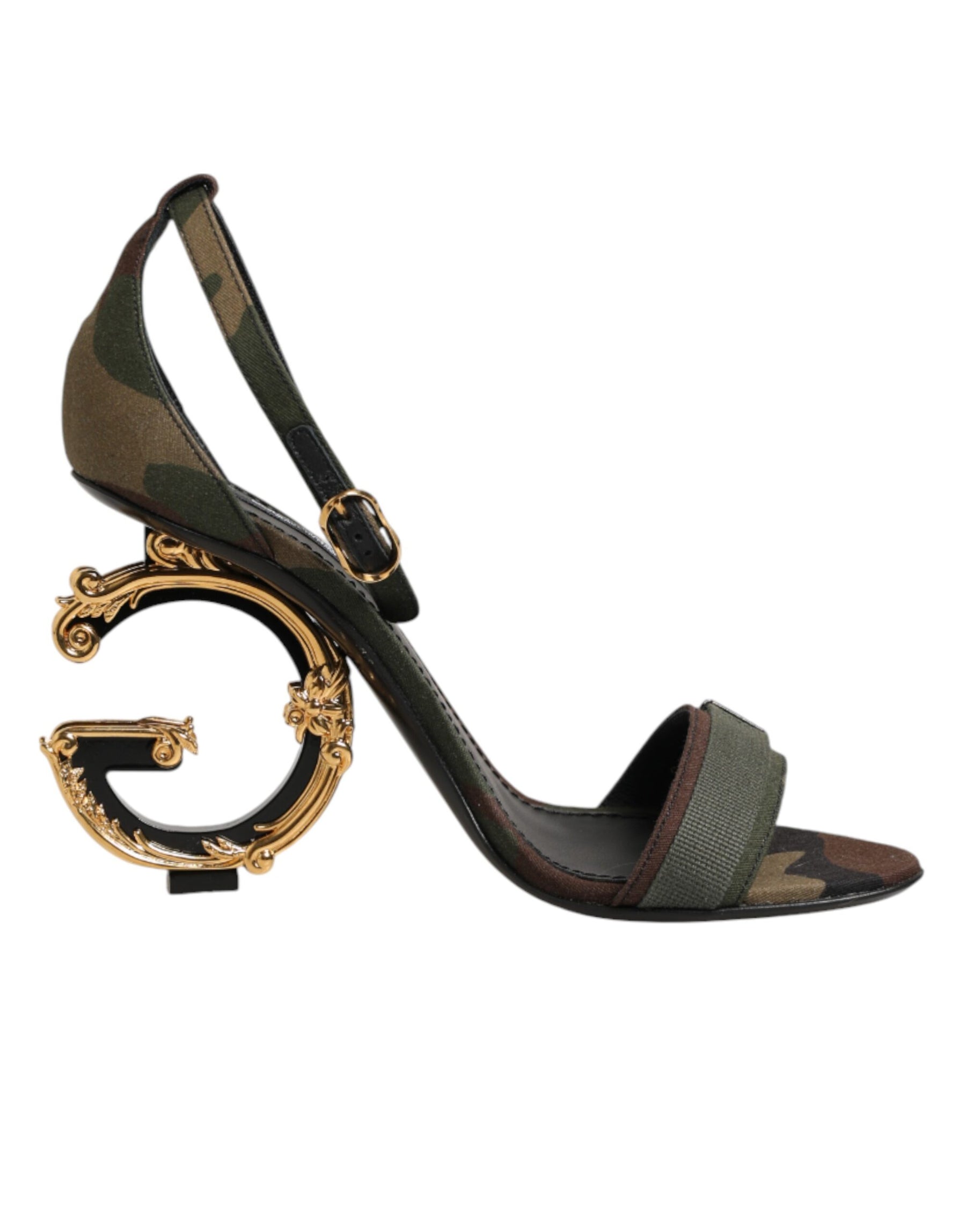 Dolce & Gabbana Multicolor DG Logo Heels Camouflage Sandals Shoes | Regal Royce