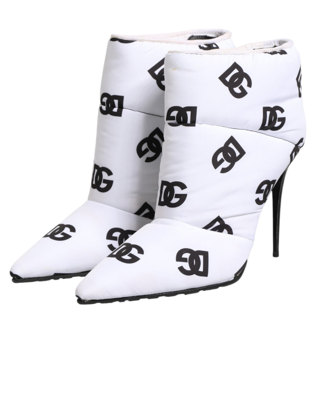 Dolce & Gabbana White DG Logo Heels Short Boots  Shoes