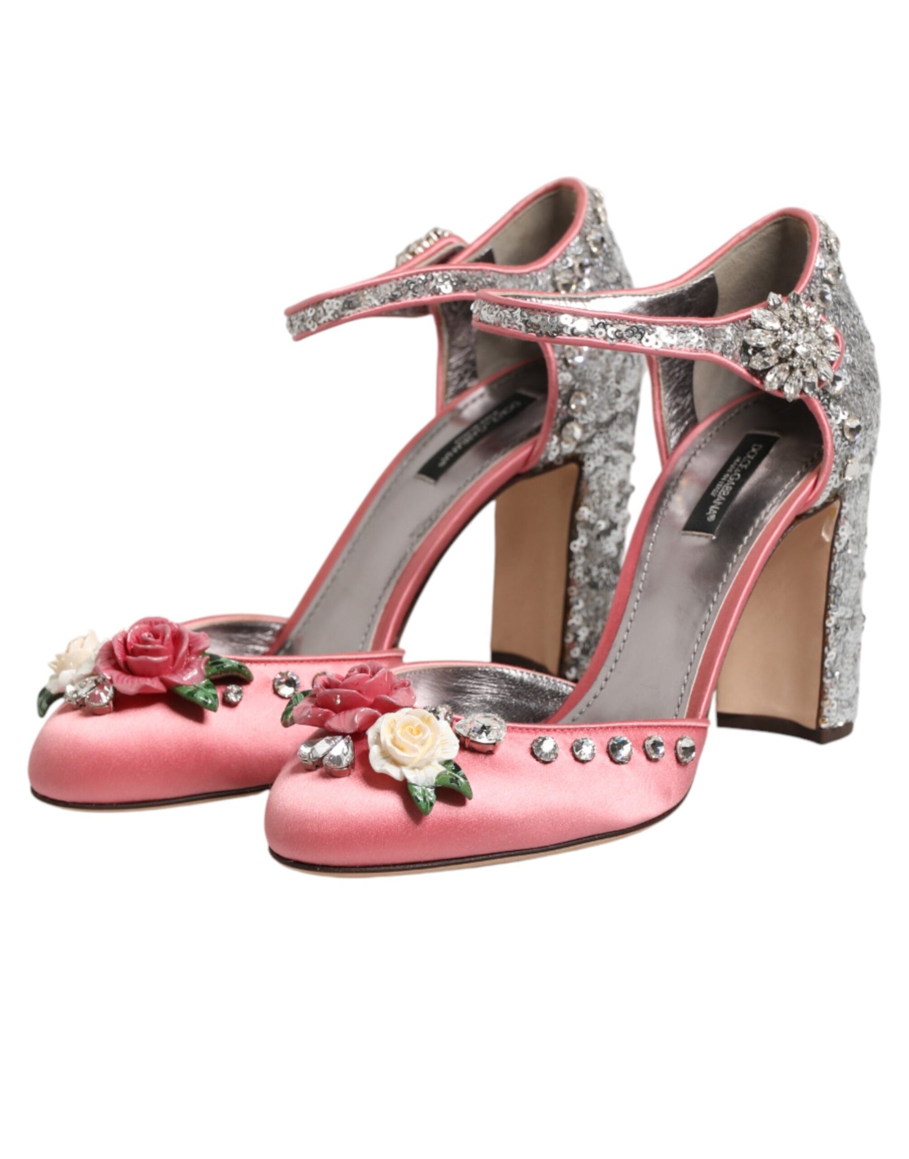 Dolce & Gabbana Pink Sequined Ankle Strap Sandals Shoes | Regal Royce