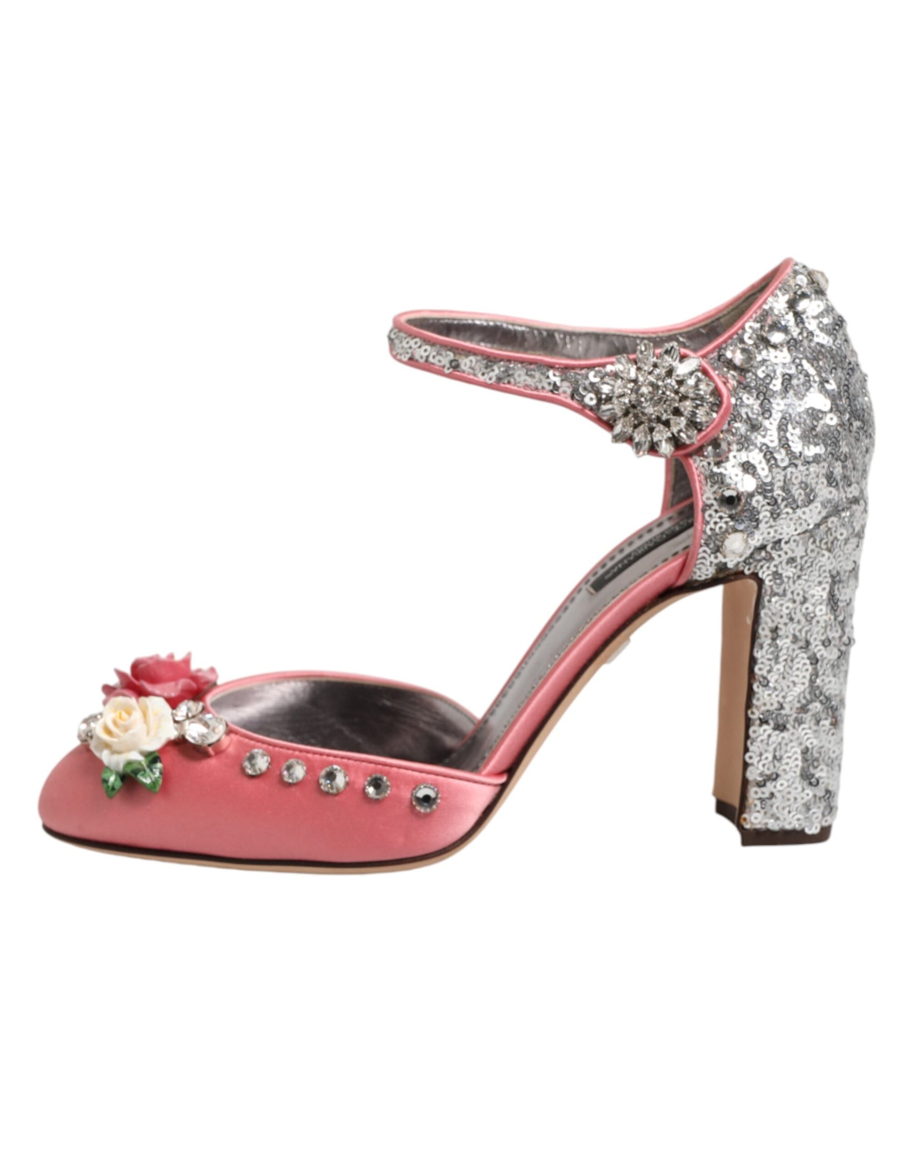 Dolce & Gabbana Pink Sequined Ankle Strap Sandals Shoes | Regal Royce