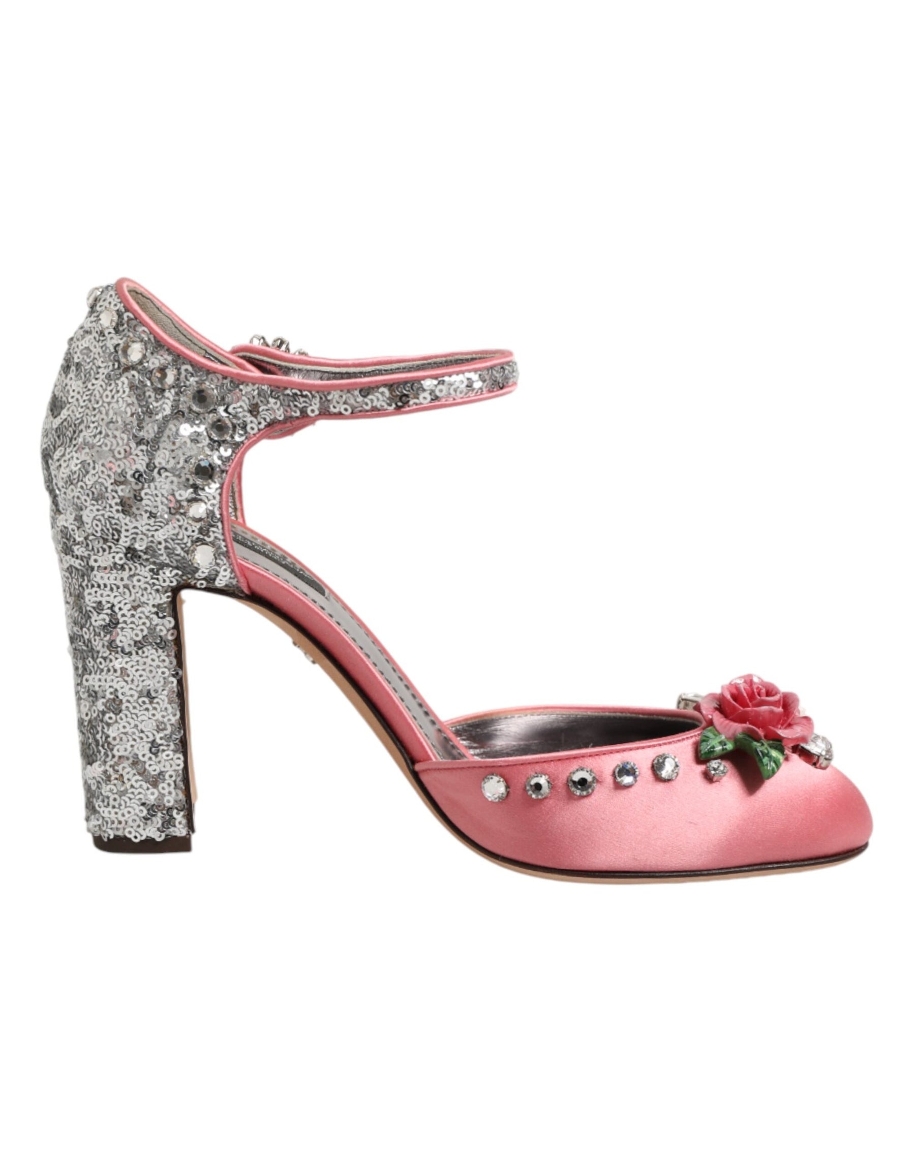 Dolce & Gabbana Pink Sequined Ankle Strap Sandals Shoes | Regal Royce