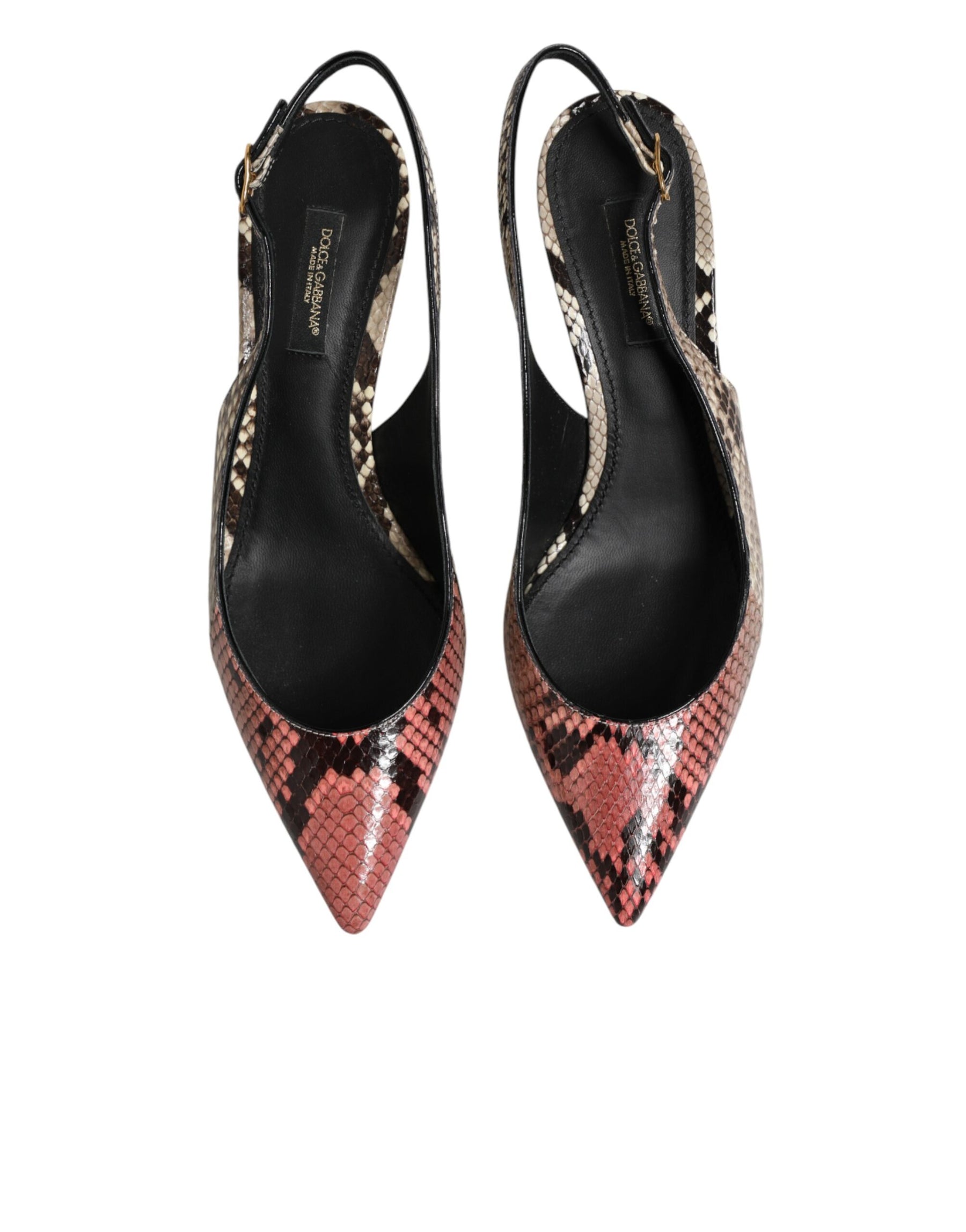 Dolce & Gabbana Multicolor Leather Heels Slingback Shoes | Regal Royce