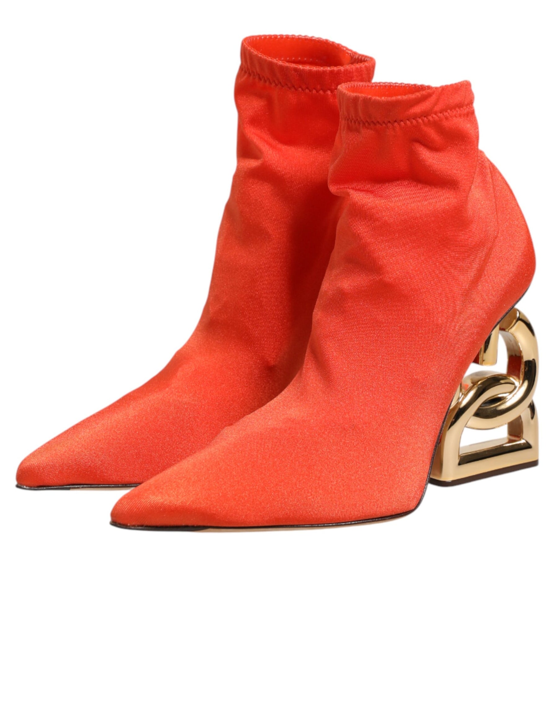 Dolce & Gabbana Orange DG Logo Heels Ankle Boots Shoes | Regal Royce