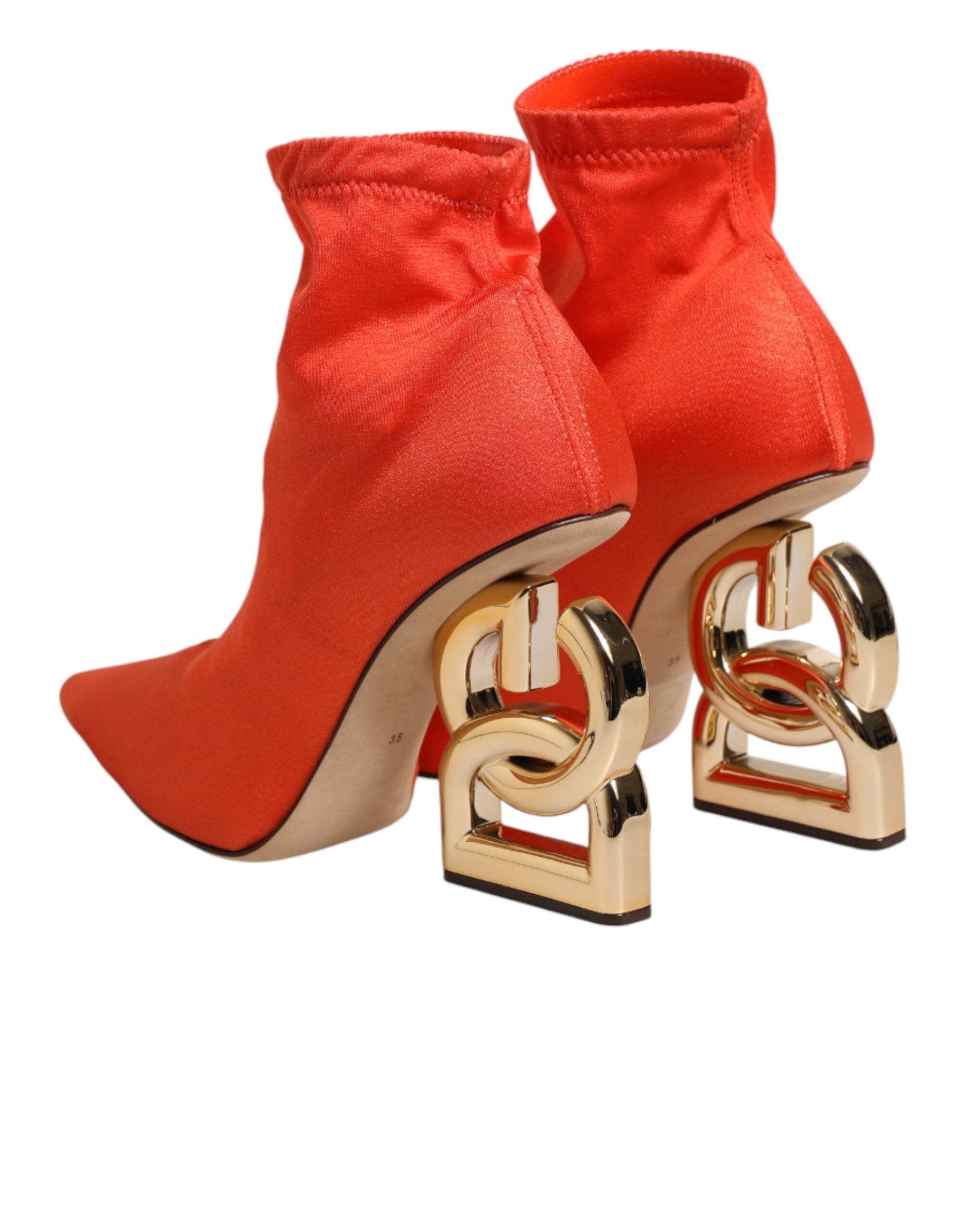 Dolce & Gabbana Orange DG Logo Heels Ankle Boots Shoes | Regal Royce
