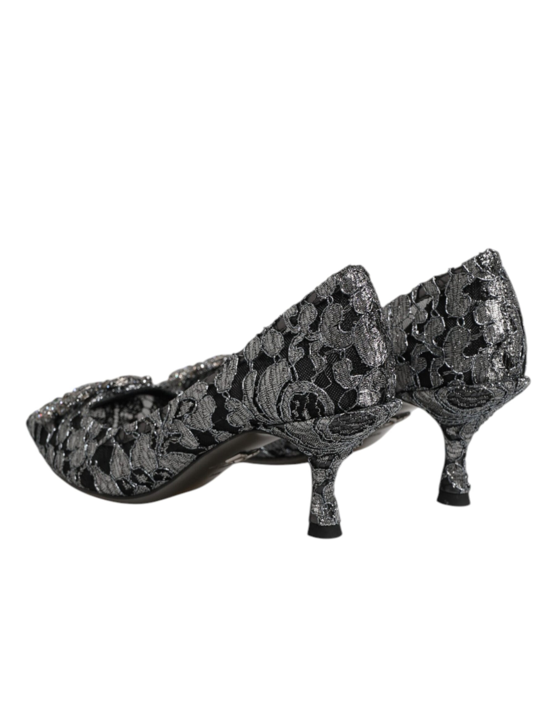 Dolce & Gabbana Silver Lace DG Amore Heels Pumps Shoes | Regal Royce