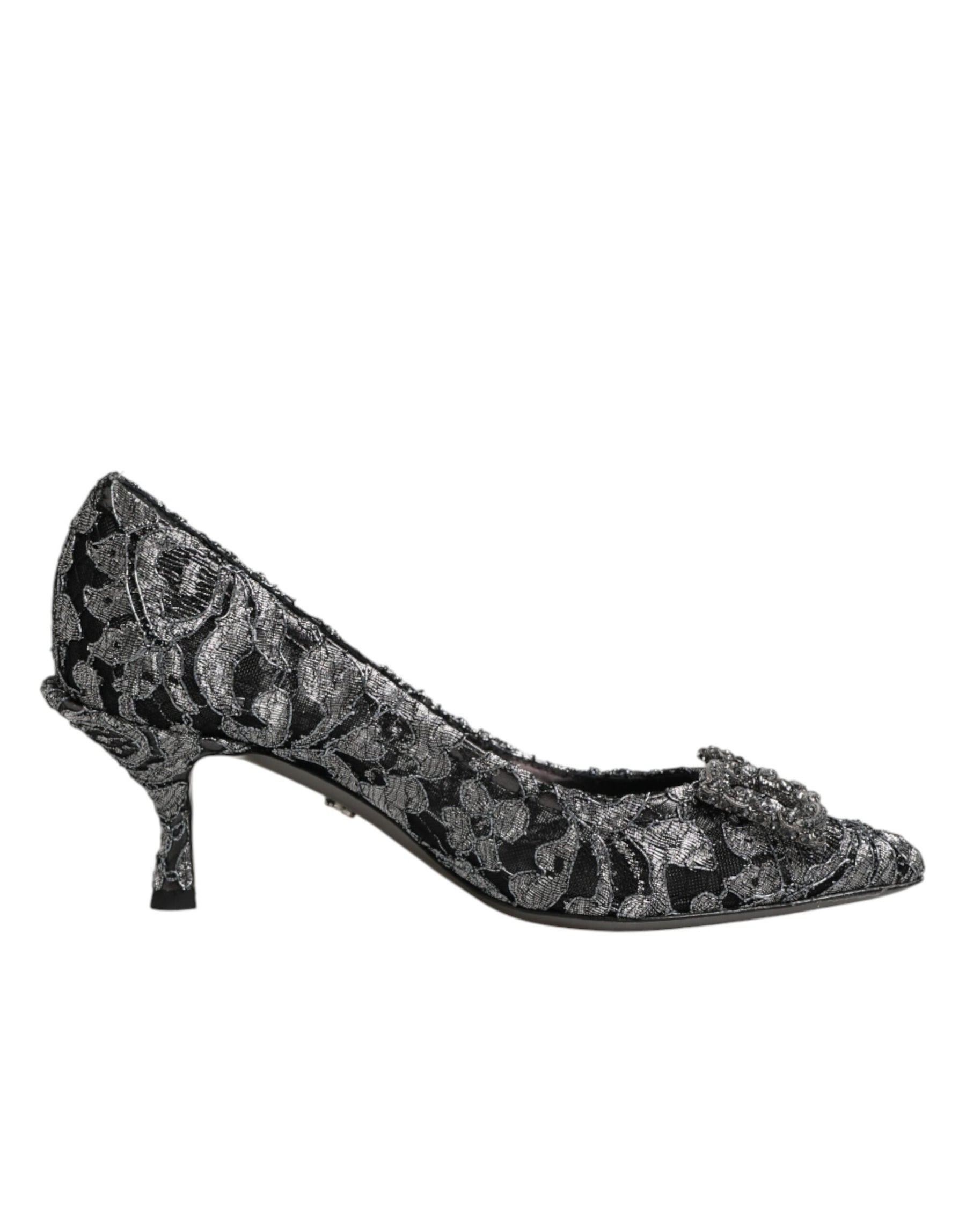 Dolce & Gabbana Silver Lace DG Amore Heels Pumps Shoes | Regal Royce