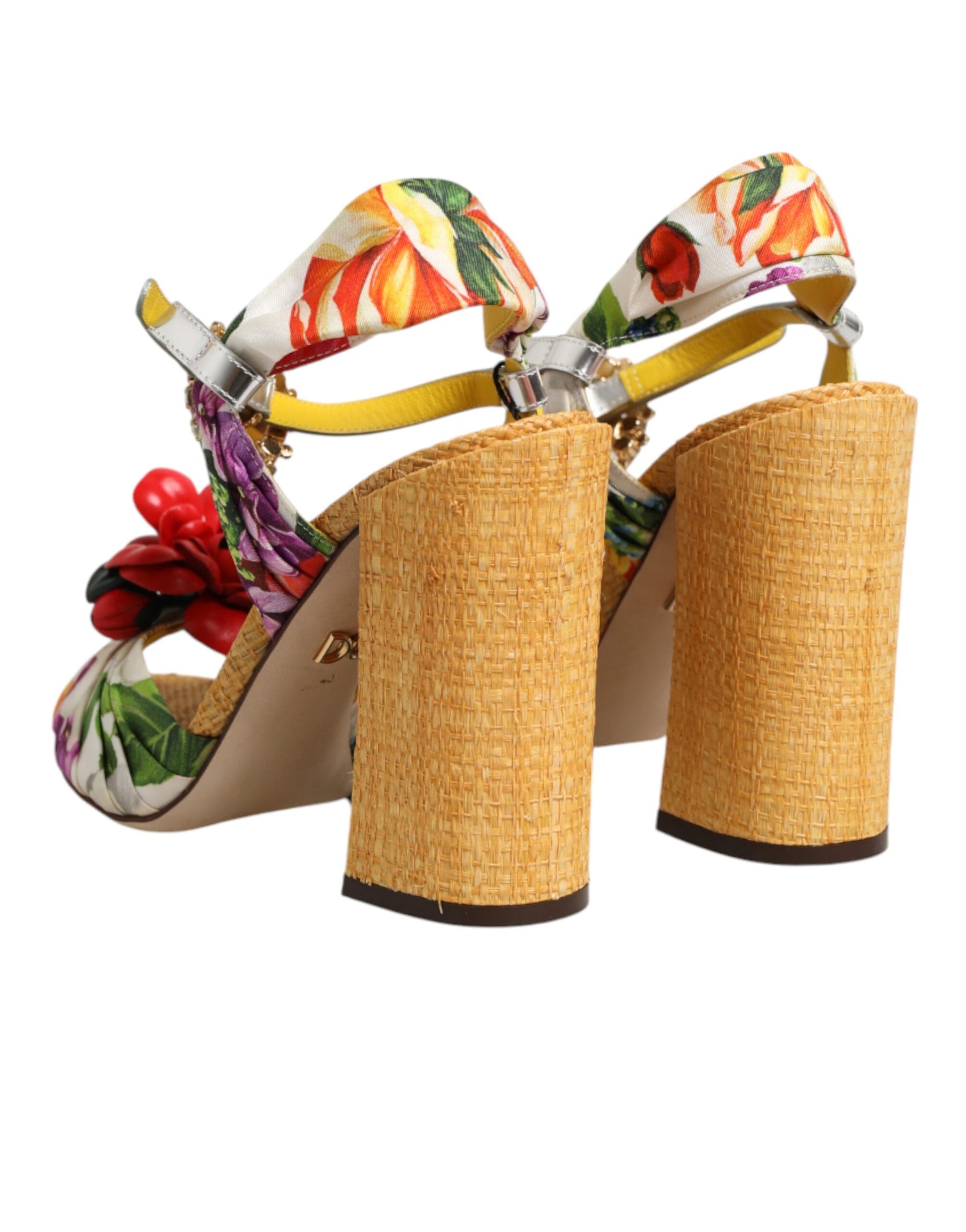 Dolce & Gabbana Multicolor Floral Crystal Embellished Sandals Shoes | Regal Royce