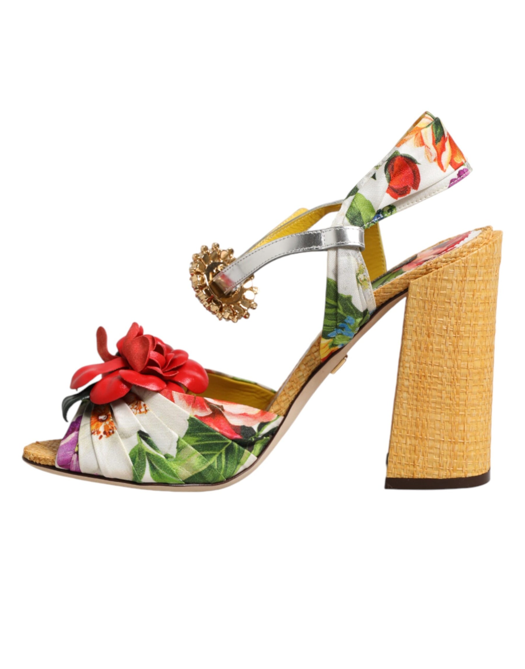 Dolce & Gabbana Multicolor Floral Crystal Embellished Sandals Shoes | Regal Royce
