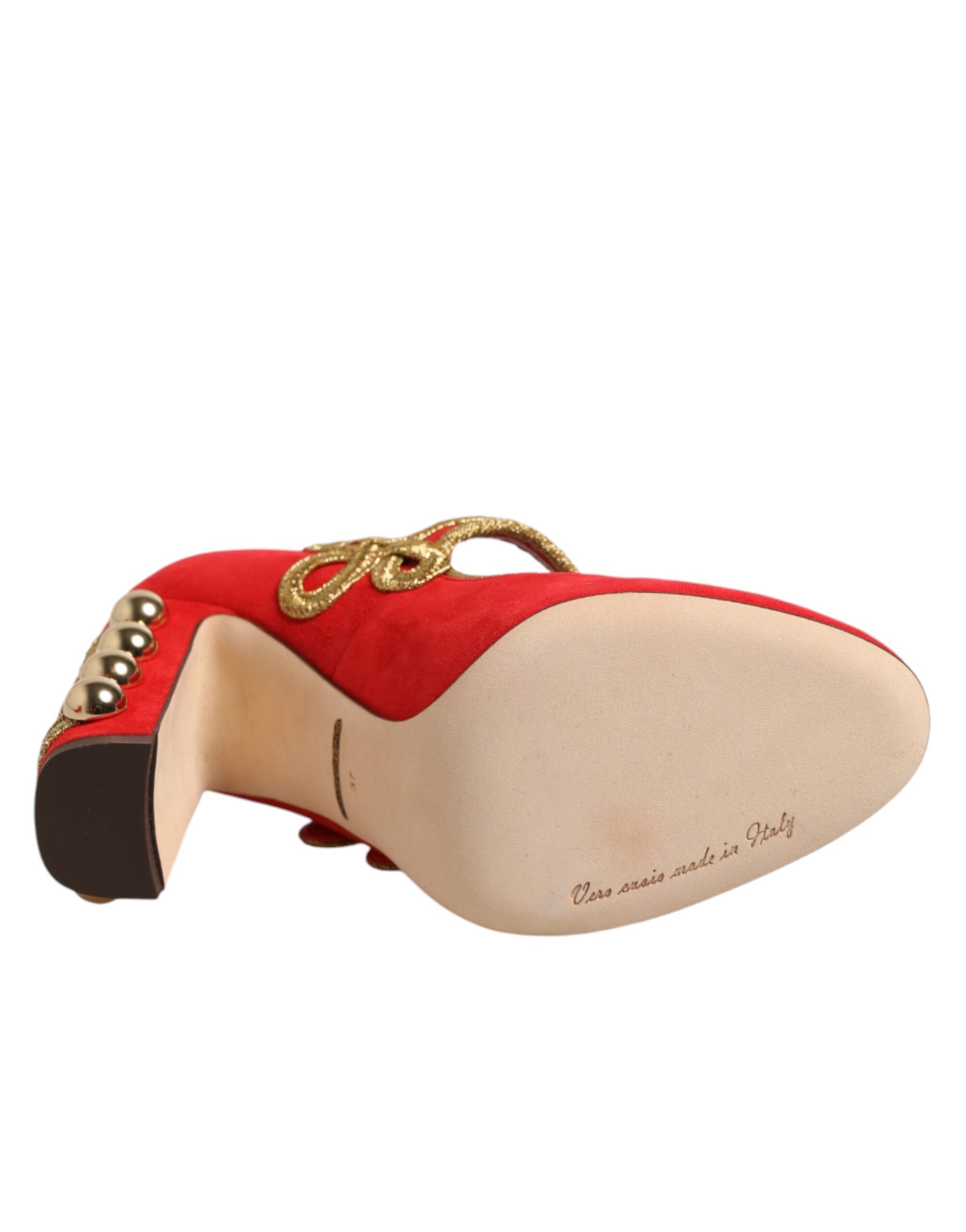 Dolce & Gabbana Red Embellished MARY JANES Pumps  Shoes | Regal Royce
