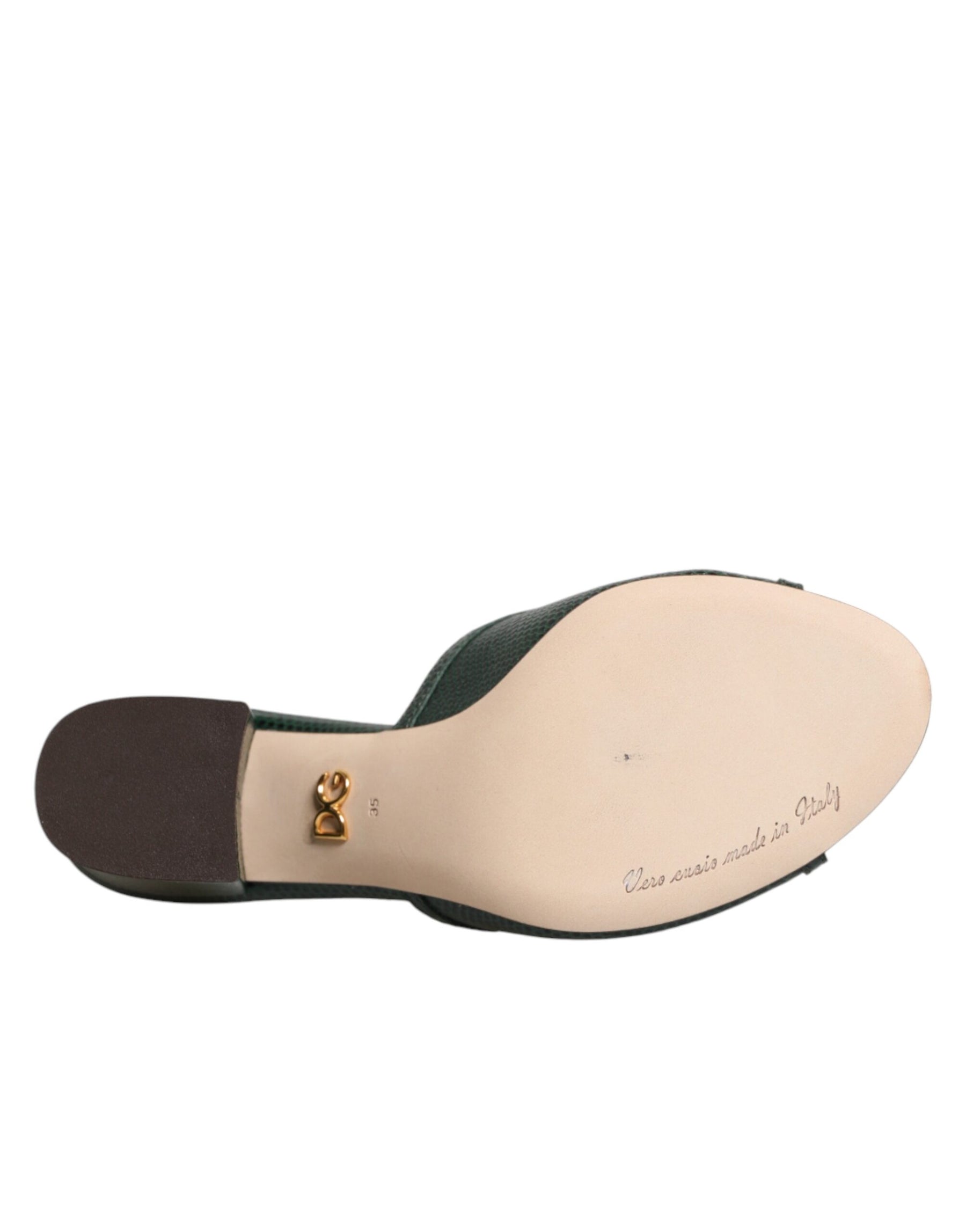 Dolce & Gabbana Green DG Amore Heel Slides Sandals Shoes | Regal Royce