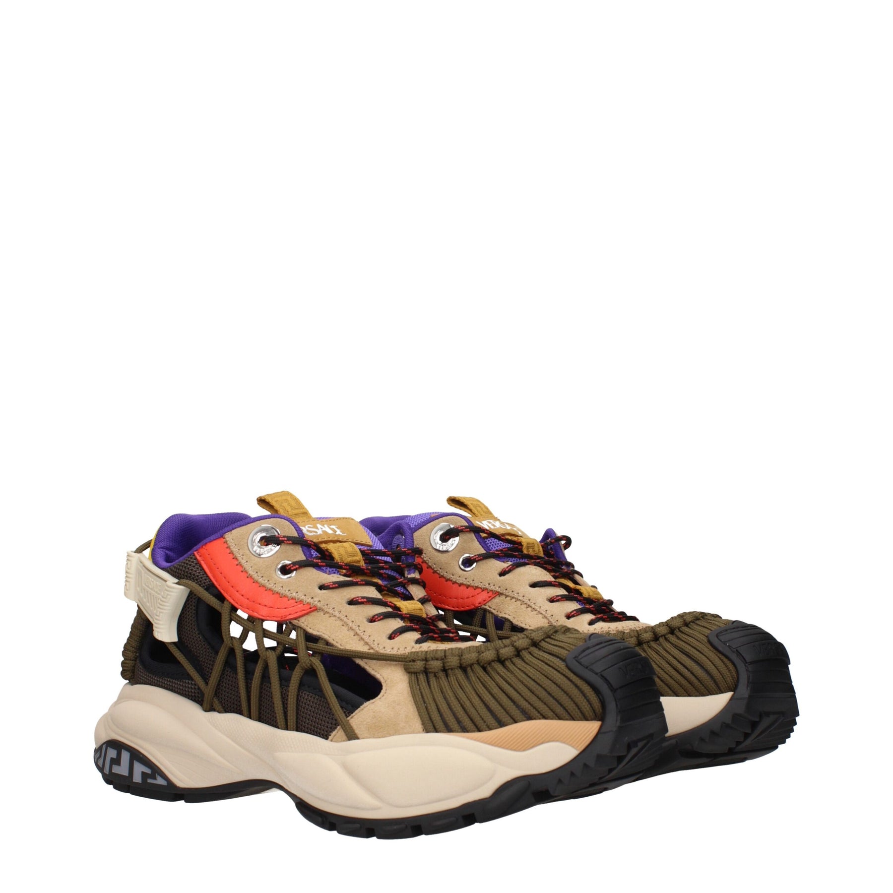 Versace Beige Leather Athletic Sneakers | Regal Royce