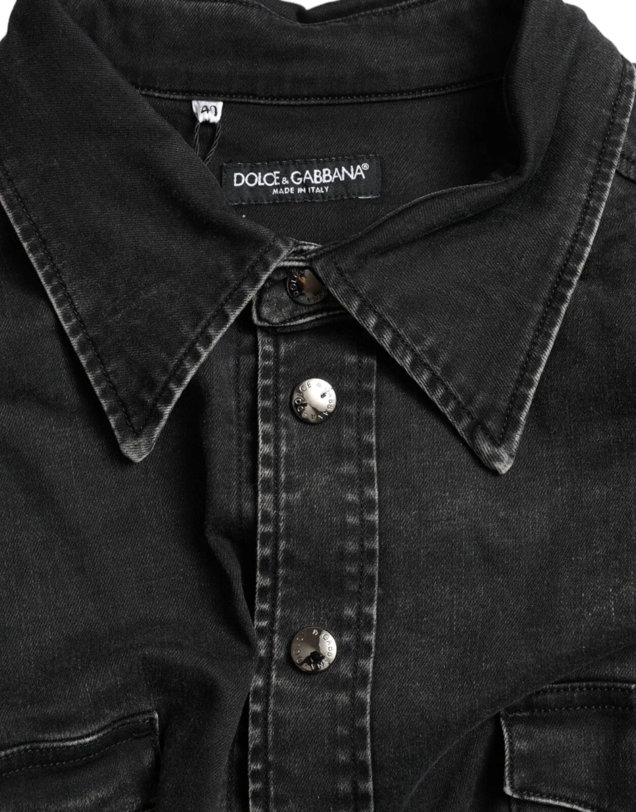 Dolce & Gabbana Black Cotton Long Sleeve Denim Casual Shirt | Regal Royce