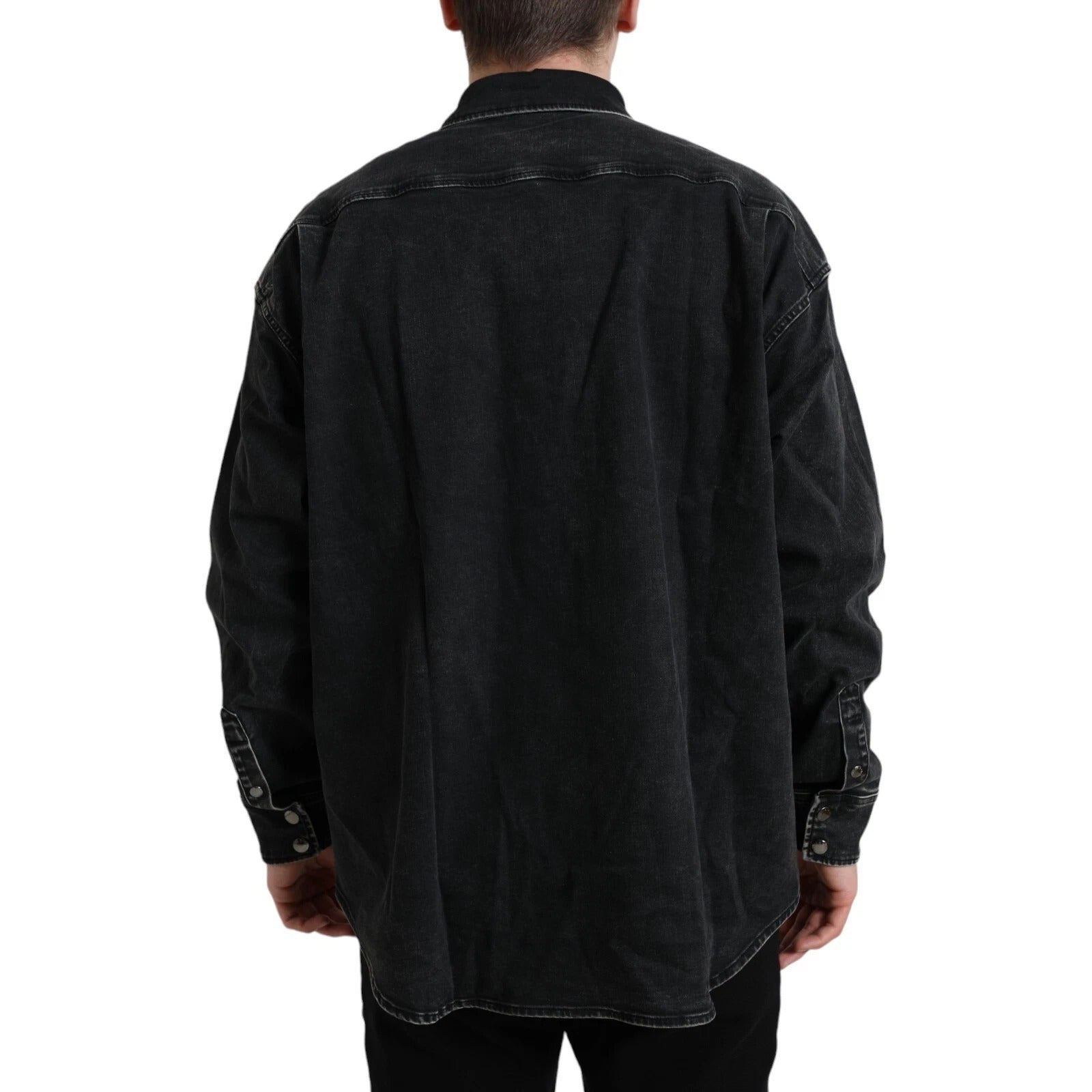 Dolce & Gabbana Black Cotton Long Sleeve Denim Casual Shirt | Regal Royce
