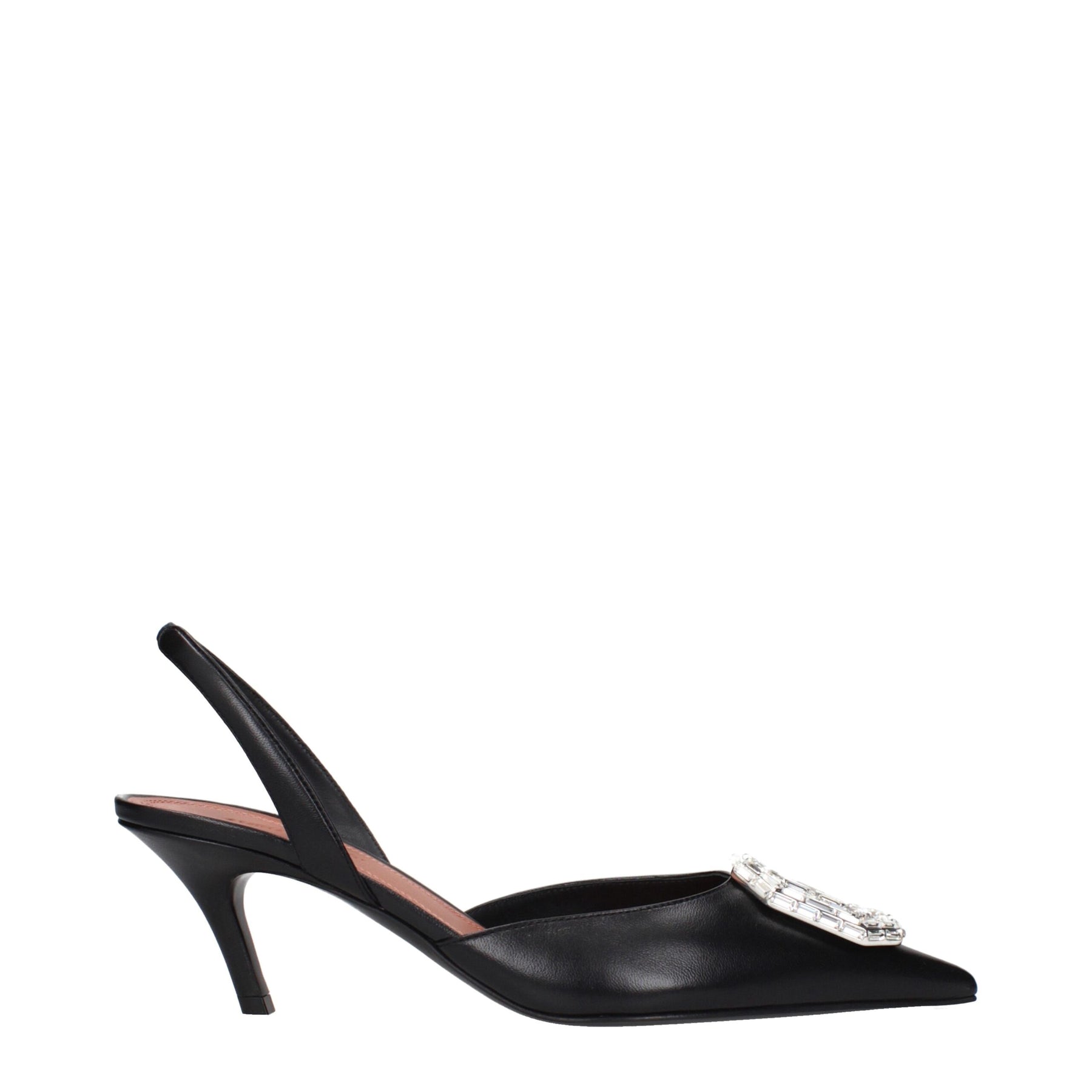 Amina Muaddi Black Leather High Heel Pumps | Regal Royce