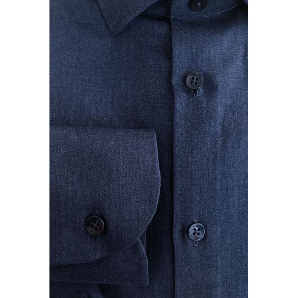 Baldinini Trend Blue Cotton Men Shirt | Regal Royce