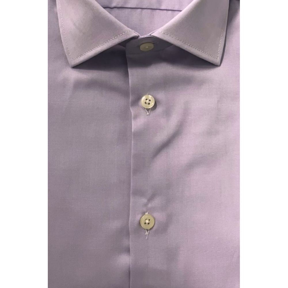 Baldinini Trend Purple Cotton Men Shirt | Regal Royce