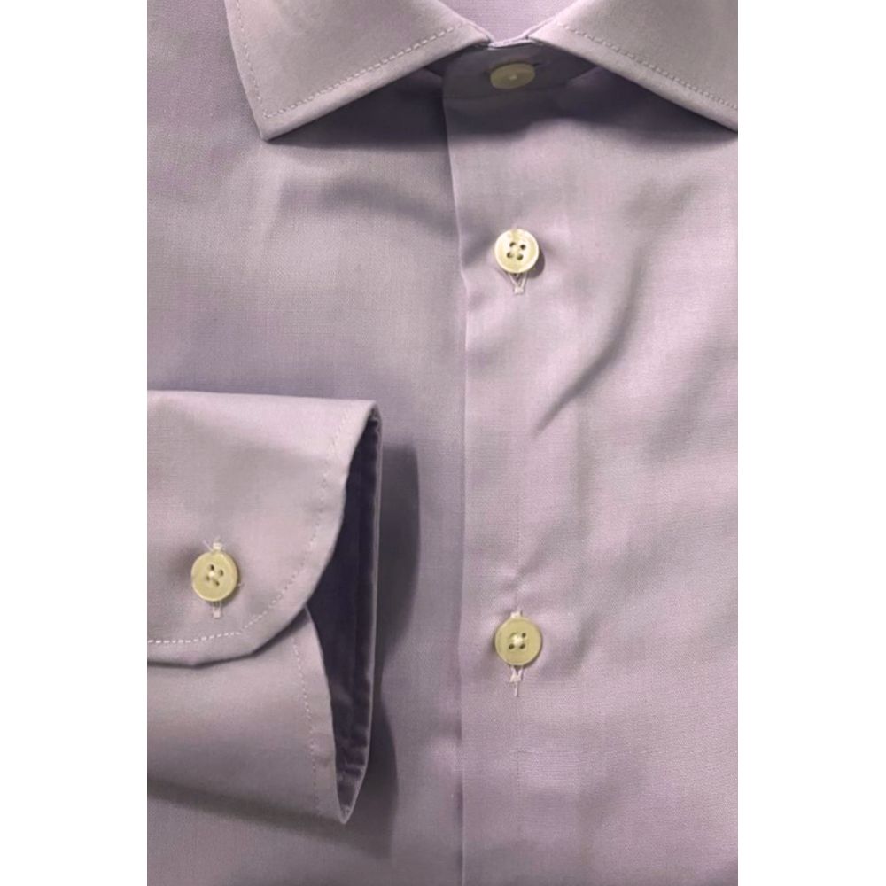 Baldinini Trend Purple Cotton Men Shirt | Regal Royce