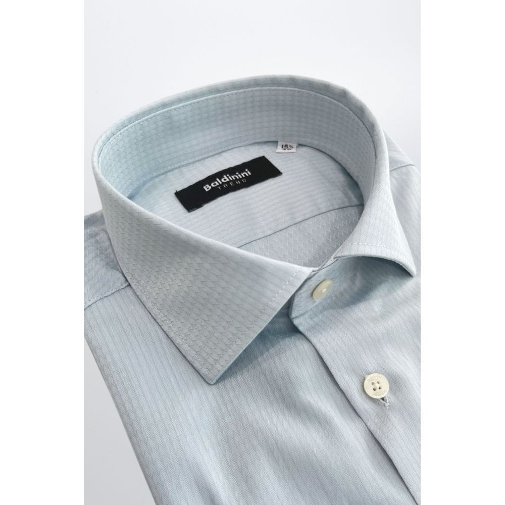 Baldinini Trend Light Blue Cotton Men Shirt | Regal Royce
