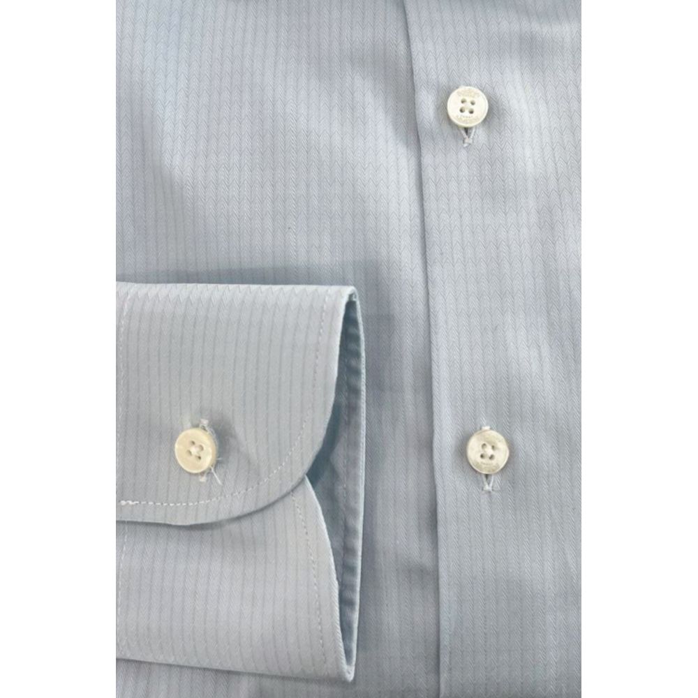 Baldinini Trend Light Blue Cotton Men Shirt | Regal Royce