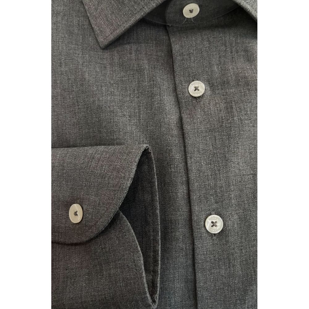 Baldinini Trend Gray Cotton Men's Shirt | Regal Royce