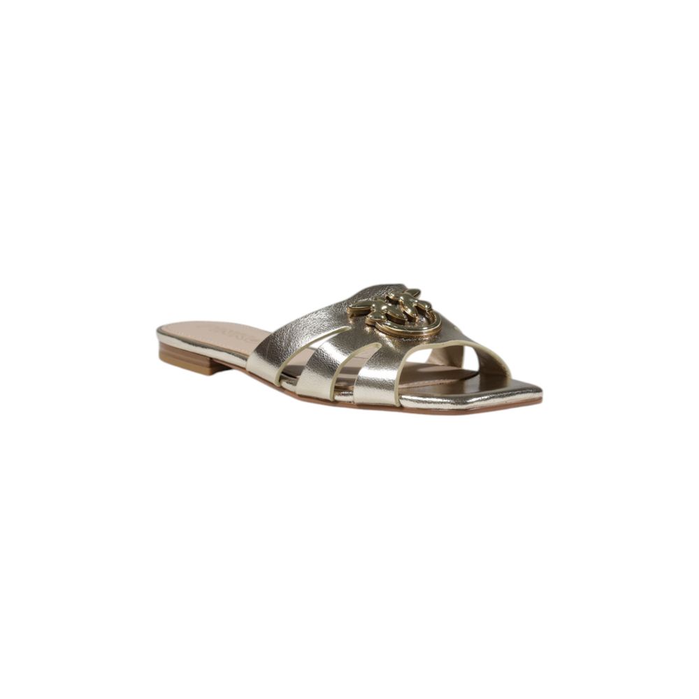 PINKO Gold Leather Flat Sandals | Regal Royce