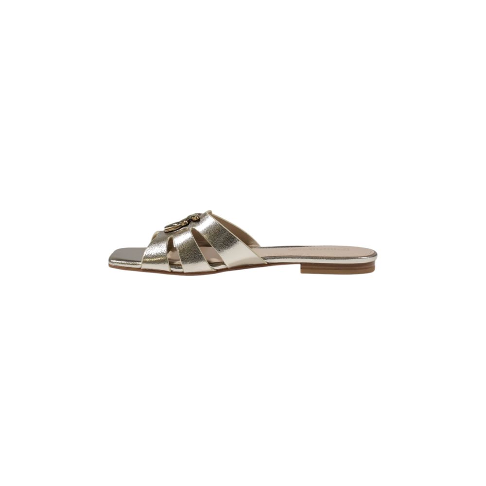 PINKO Gold Leather Flat Sandals | Regal Royce