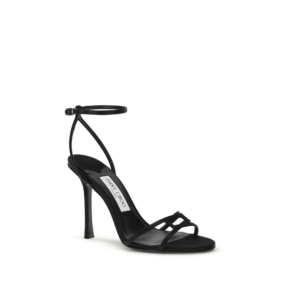 Jimmy Choo Black Calf Leather Bos Taurus Stiletto Heel Sandals | Regal Royce