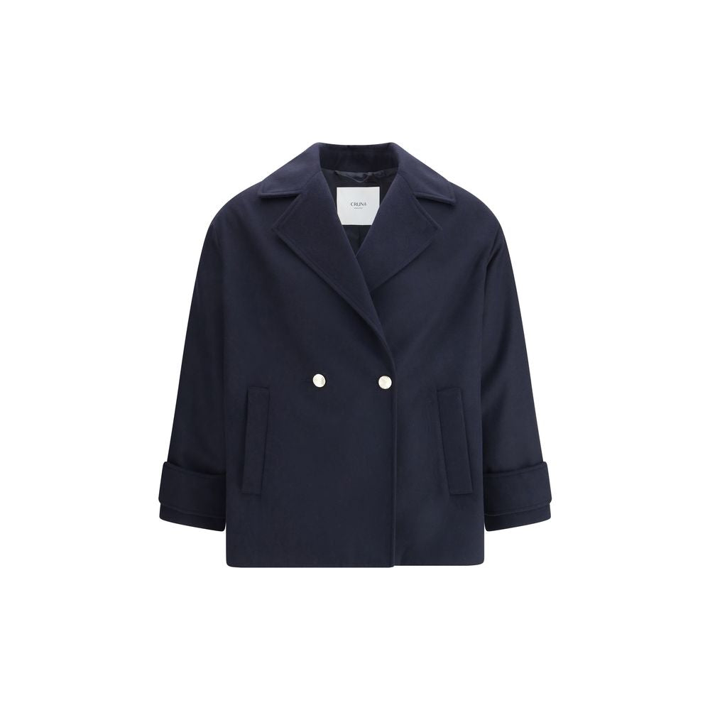 Cruna Blue Fleece Wool Coat | Regal Royce
