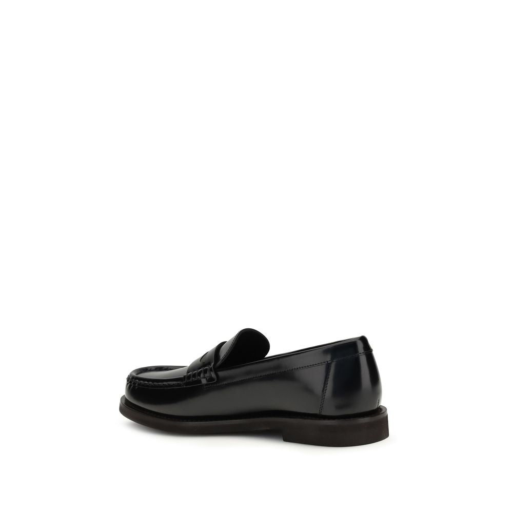 Brunello Cucinelli Black Leather Slip-On Loafers | Regal Royce
