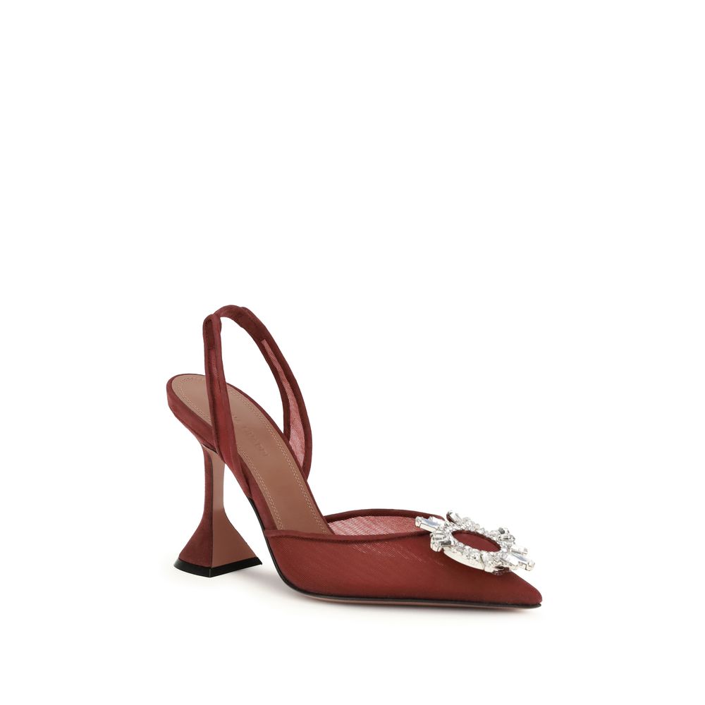 Amina Muaddi Bordeaux Polyester Pumps | Regal Royce