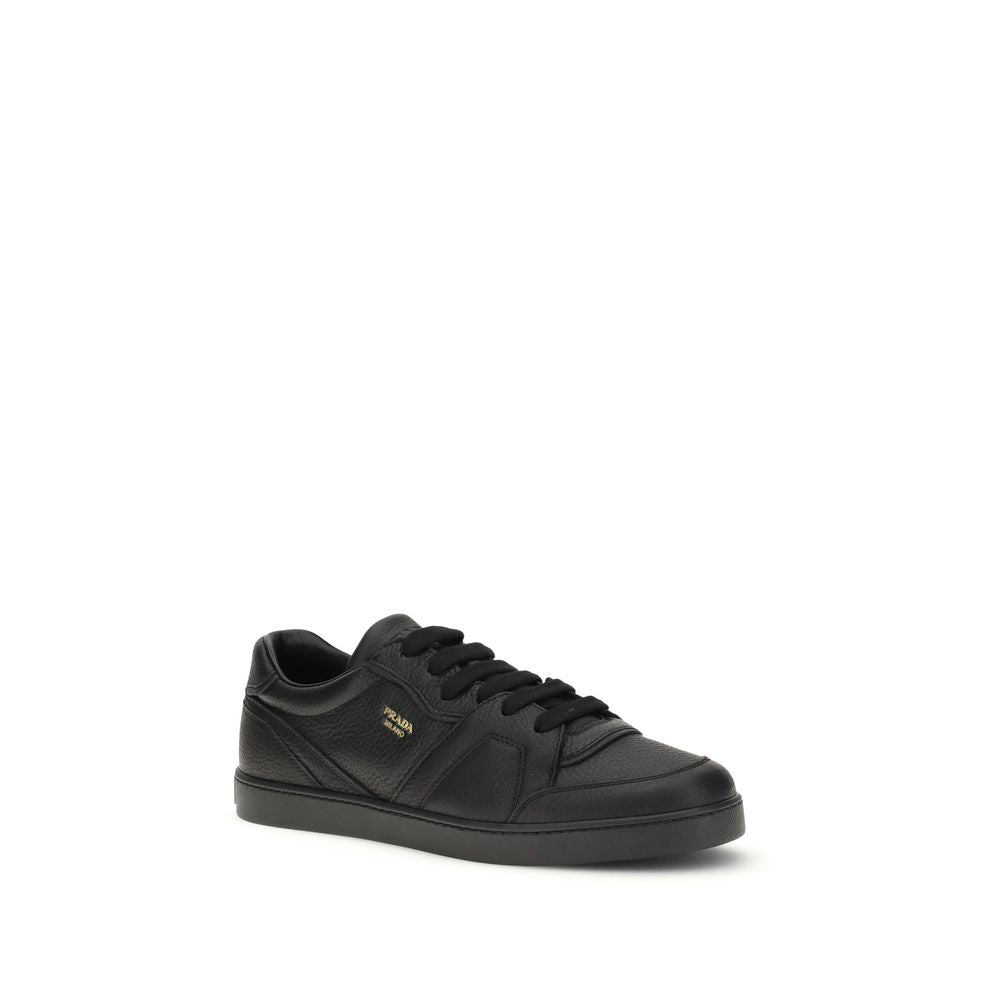 Prada Black Calf Leather Bos Taurus Sneakers | Regal Royce