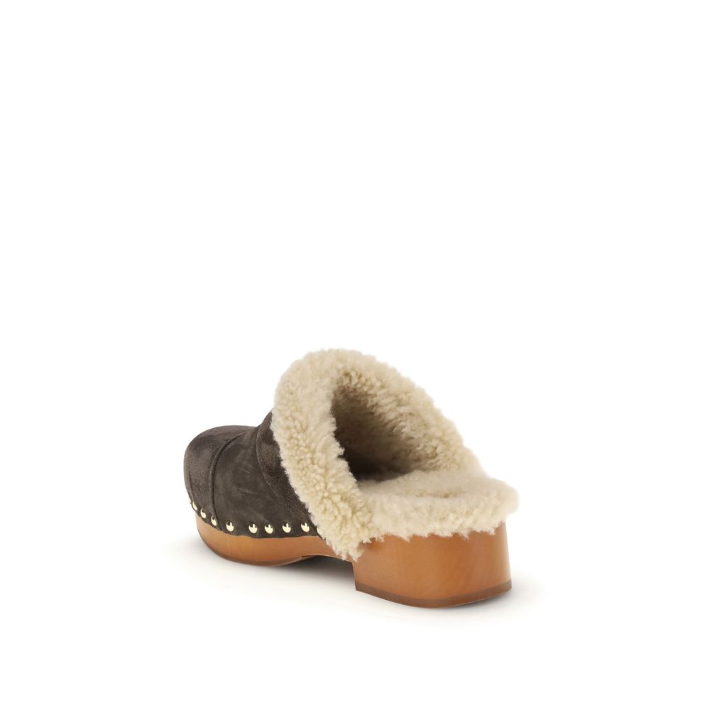 Chloé Brown Lamb Ovis Aries Aries Clogs | Regal Royce