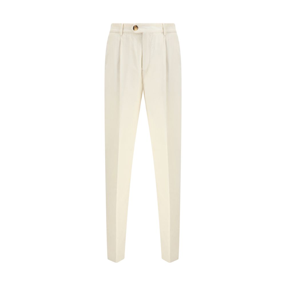 Brunello Cucinelli Cream Cotton Casual Pants | Regal Royce