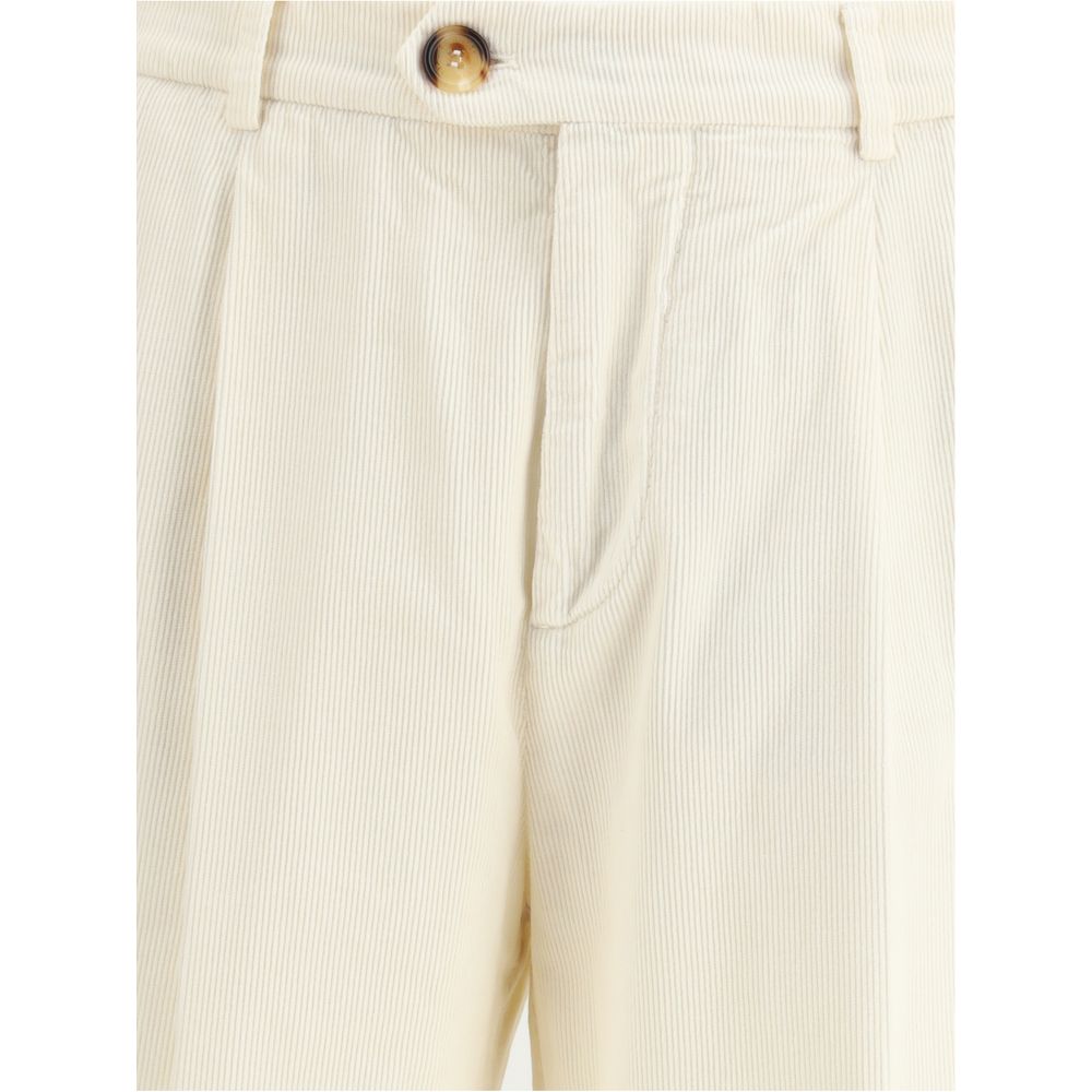 Brunello Cucinelli Cream Cotton Casual Pants | Regal Royce