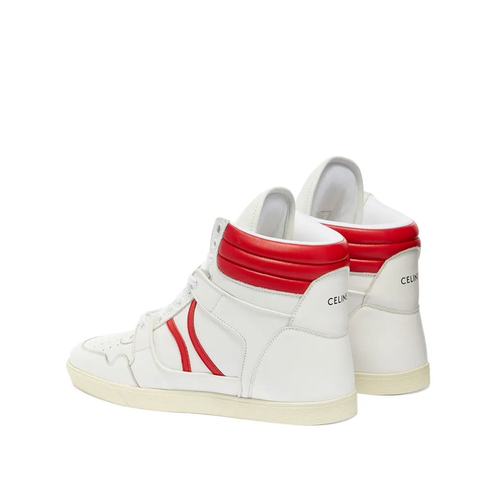 Celine White Lamb Leather High Top Sneakers