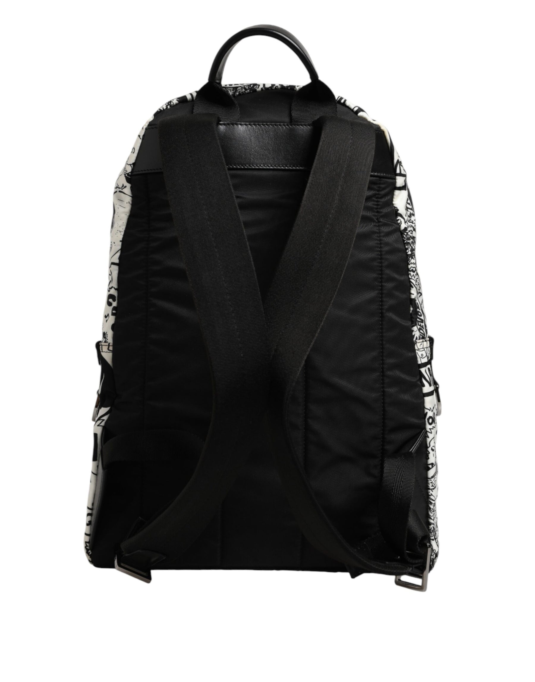Dolce & Gabbana Black White Graffiti Print School Backpack Men Borse Bag | Regal Royce