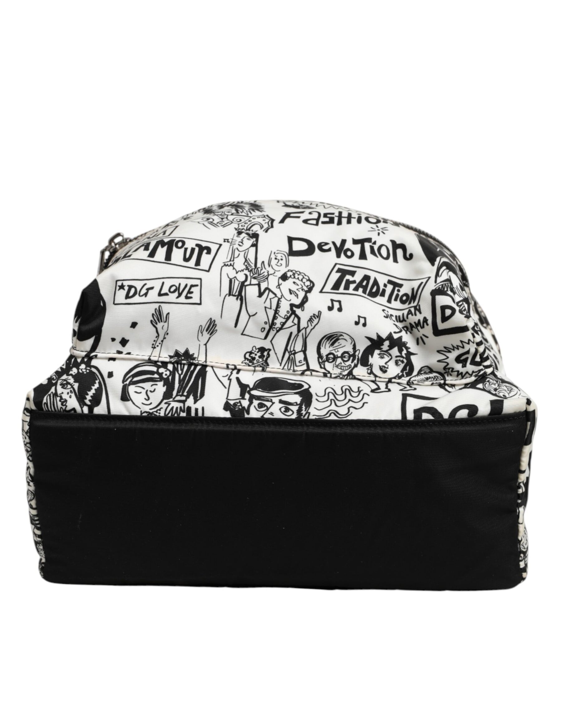 Dolce & Gabbana Black White Graffiti Print School Backpack Men Borse Bag | Regal Royce
