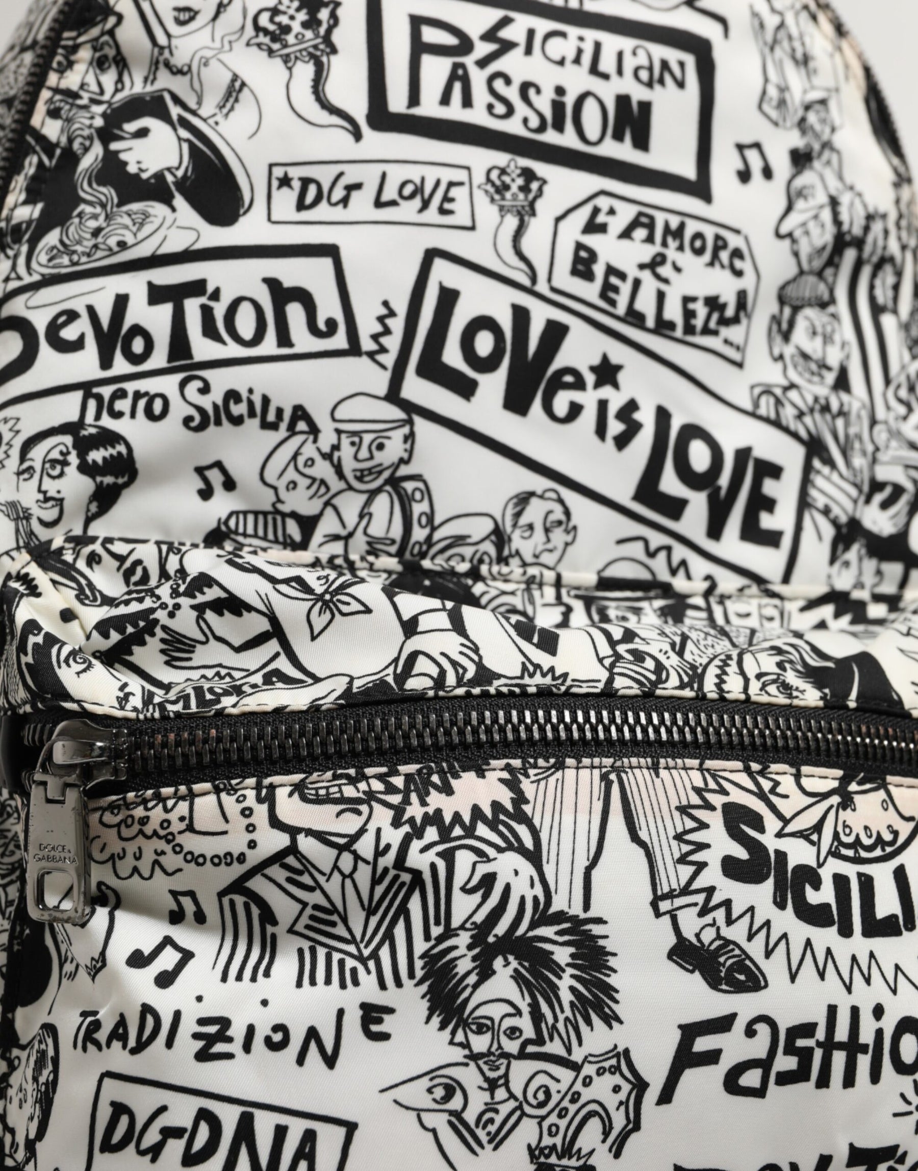 Dolce & Gabbana Black White Graffiti Print School Backpack Men Borse Bag | Regal Royce