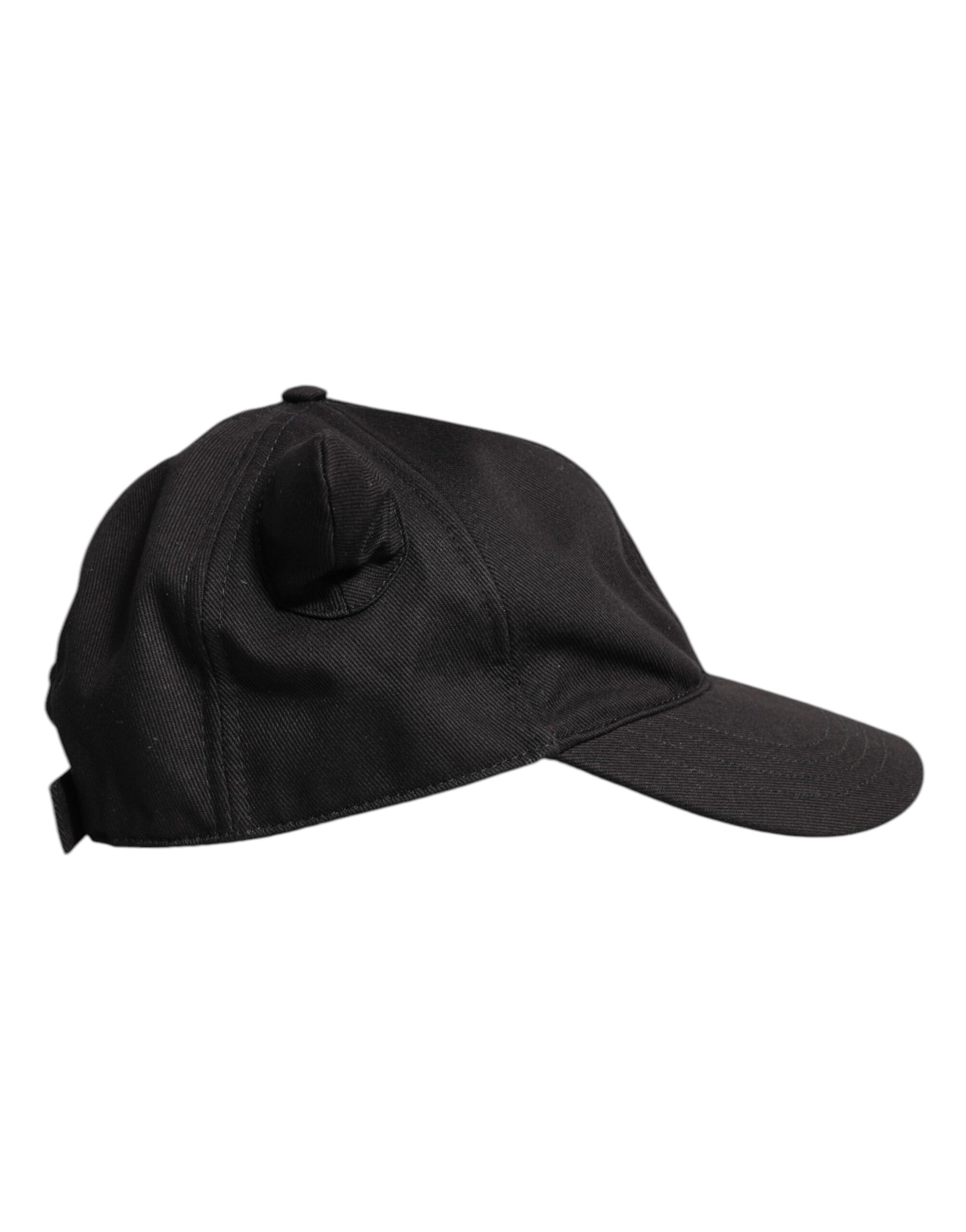 Dolce & Gabbana Black Cotton Logo Patch 6 Panels Baseball Cap Hat | Regal Royce