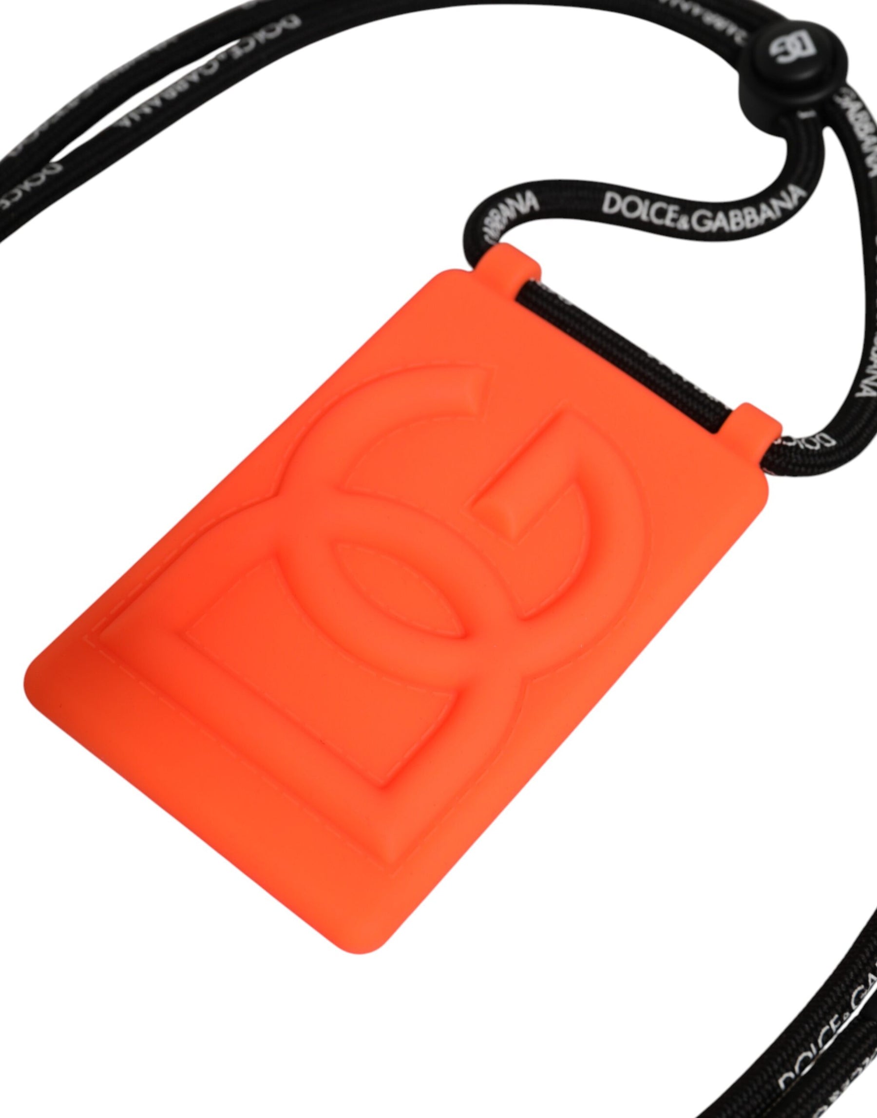 Dolce & Gabbana Holder Neon Orange Rubber DG Embossed Adjustable Badge | Regal Royce